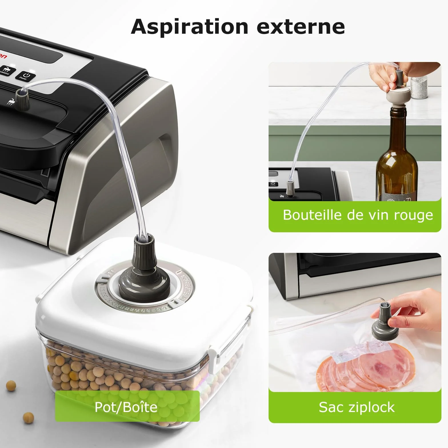 Machine Sous Vide Alimentaire Bonsenkitchen Globefish, Silencieuse, Poignée Verrouillée, Noir