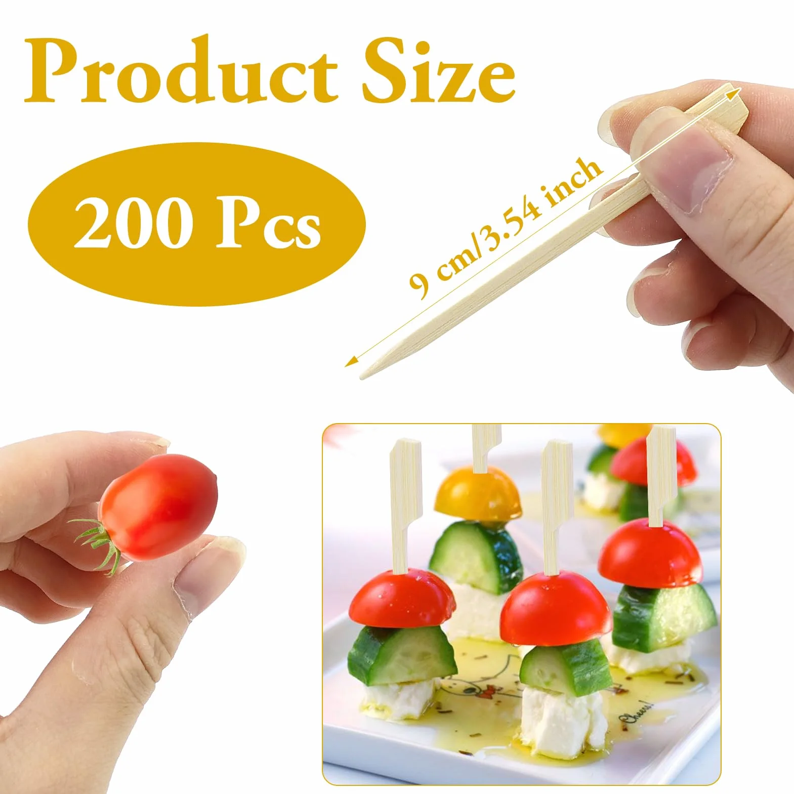 Brochettes en Bambou 9 cm 200 Pics Cocktail Apéritif Fruits Sandwichs