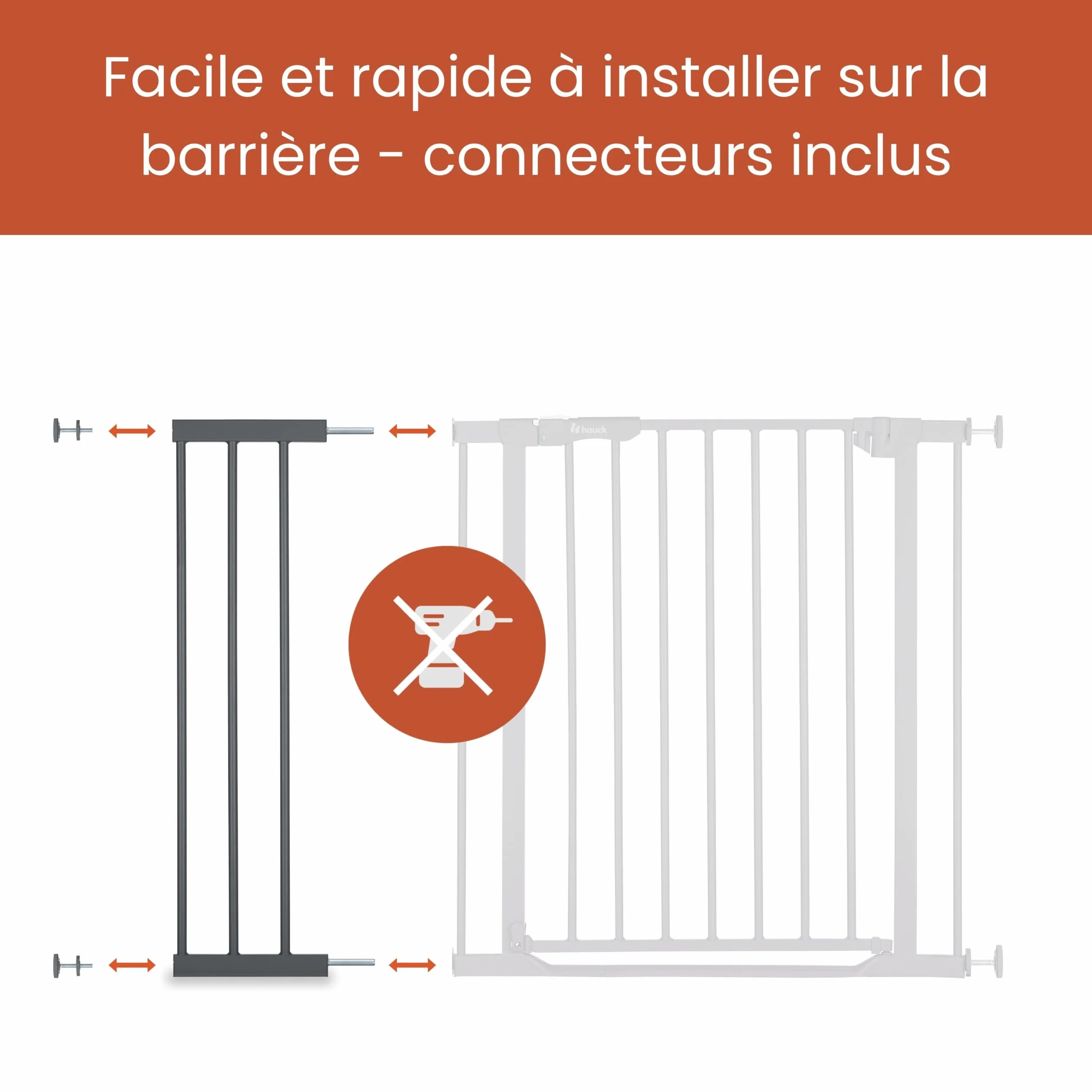 Hauck Extension 21 cm Barrière de Sécurité Enfant Métal Noir