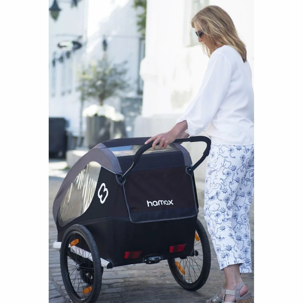 Hamax Remorque Traveller 2 Places Vélo Poussette Harnais 5 Points Pliable Enfants 22 kg