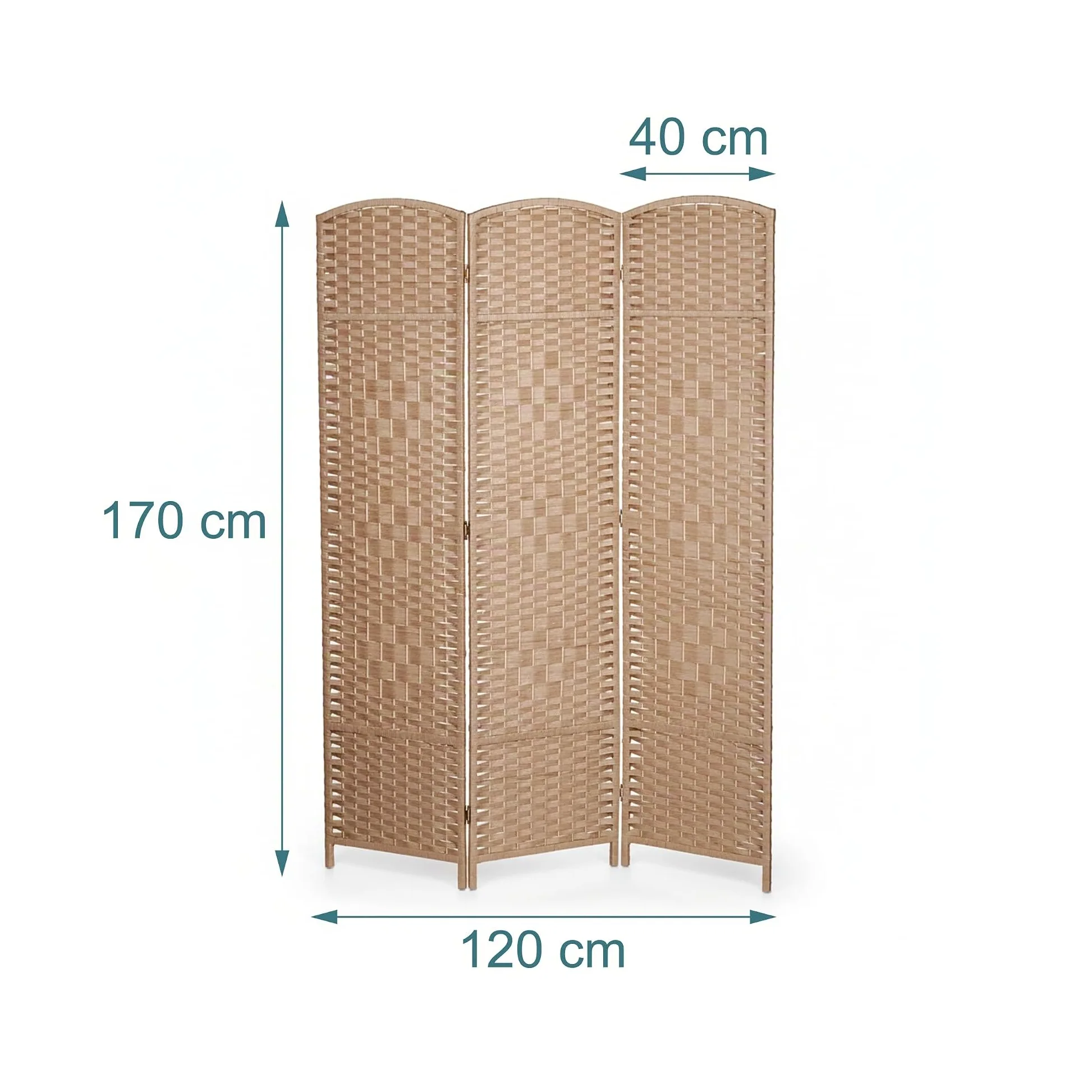 Relaxdays Paravent intérieur 3 Parties, HxL 170 x 120 cm, Pliable, Bois & Corde Papier, Naturel, séparateur de pièce