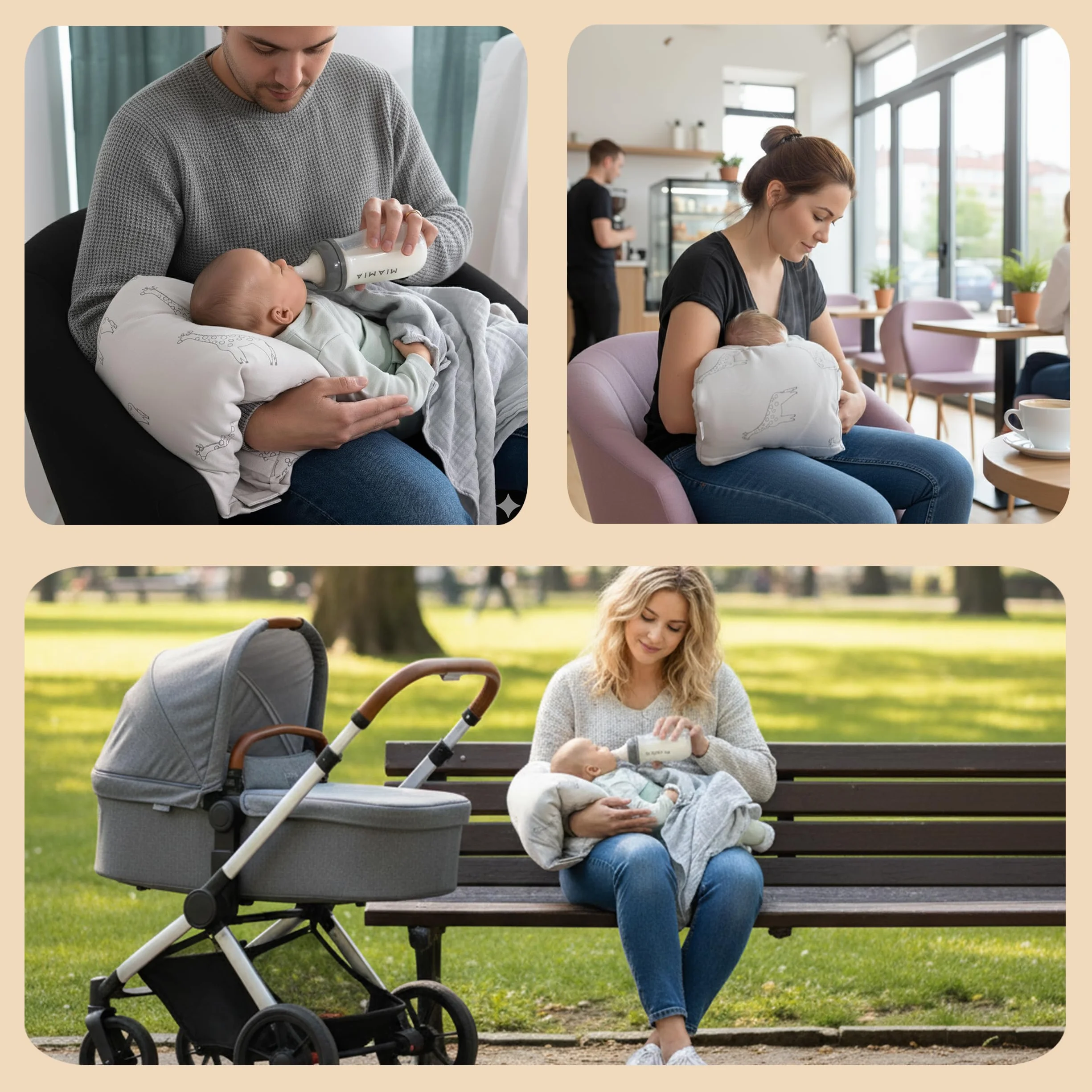 LaLoona Mini Coussin Allaitement de Voyage – Petit Oreiller de Soutien pour Le Bras – Certifié Oeko-Tex, Beige