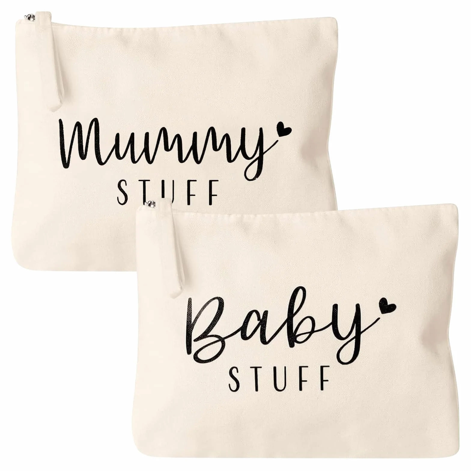 Lot de 2 sacs de maquillage pour maman - Fermeture éclair - Beige, 23 x 16 x 6 cm