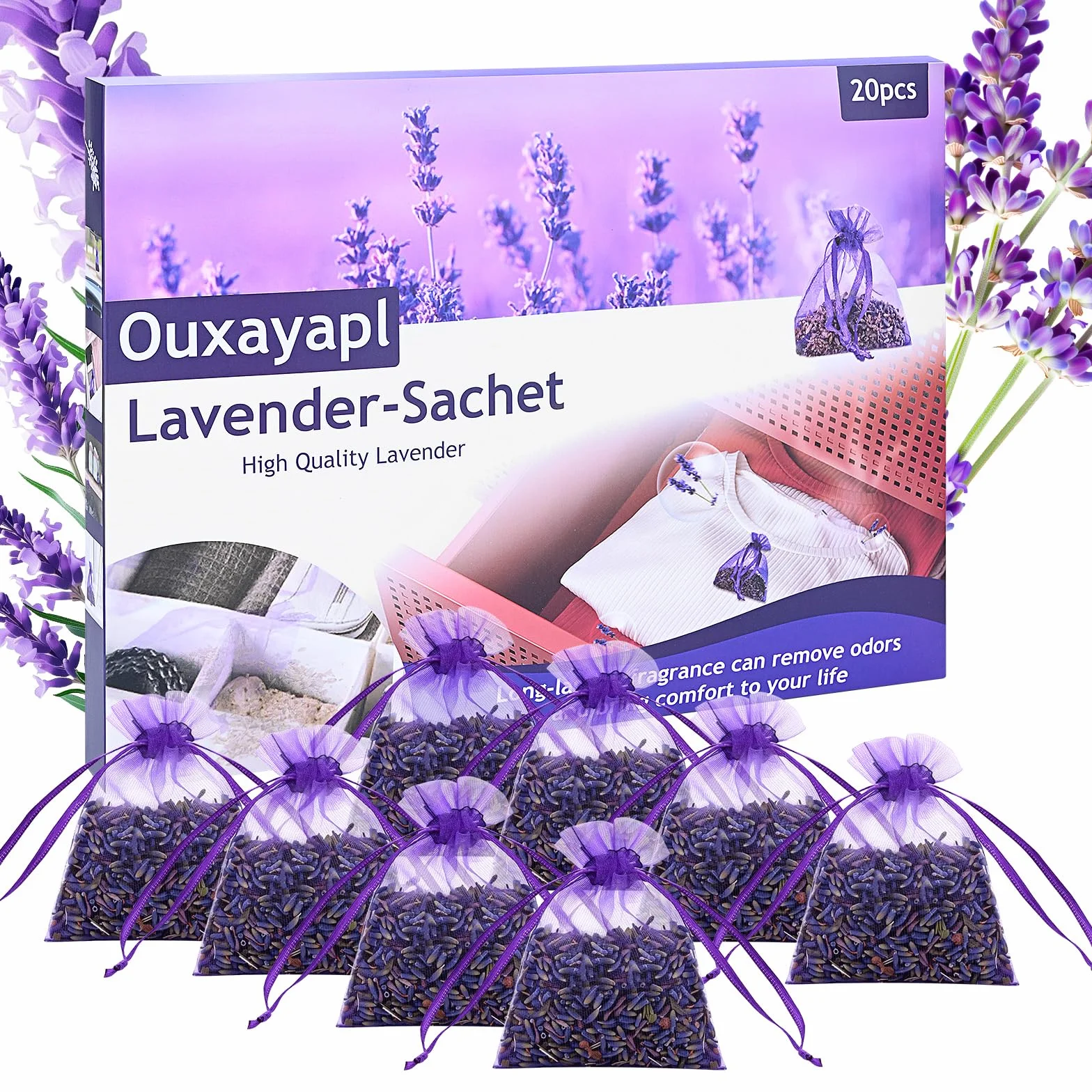 Lavande Séchée Naturelle 20 Sachets pour Armoires et Voiture