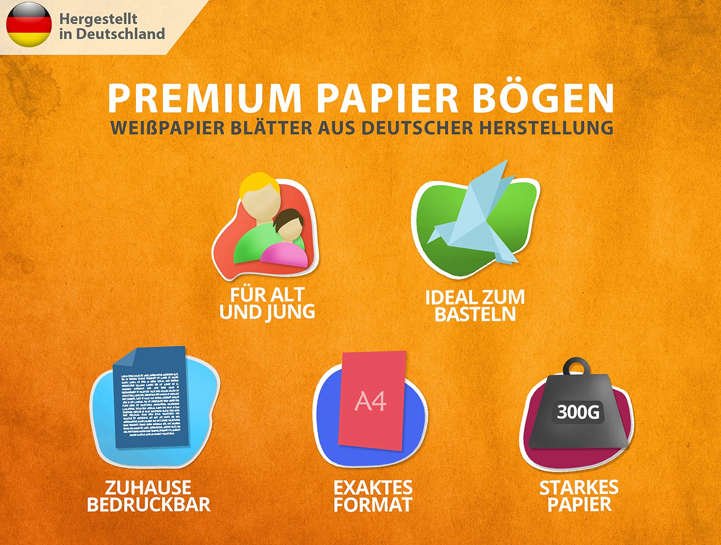 Cartone artigianale 300g/m² 50 feuilles carta premium bianco puro DIN A4 21x29,7 cm