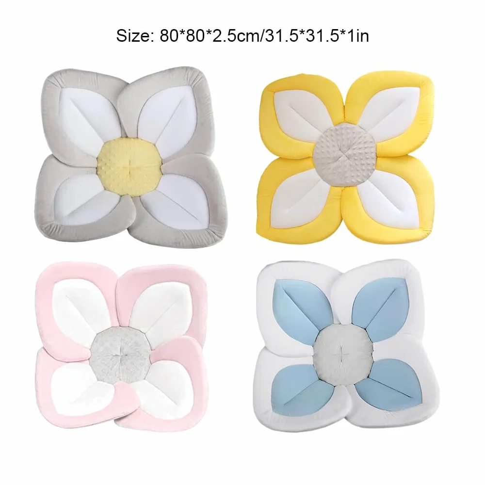 Siège de Bain pour bébé Fleur de Bain Tapis en Maille Coussin de Baignoire Gris 80cm