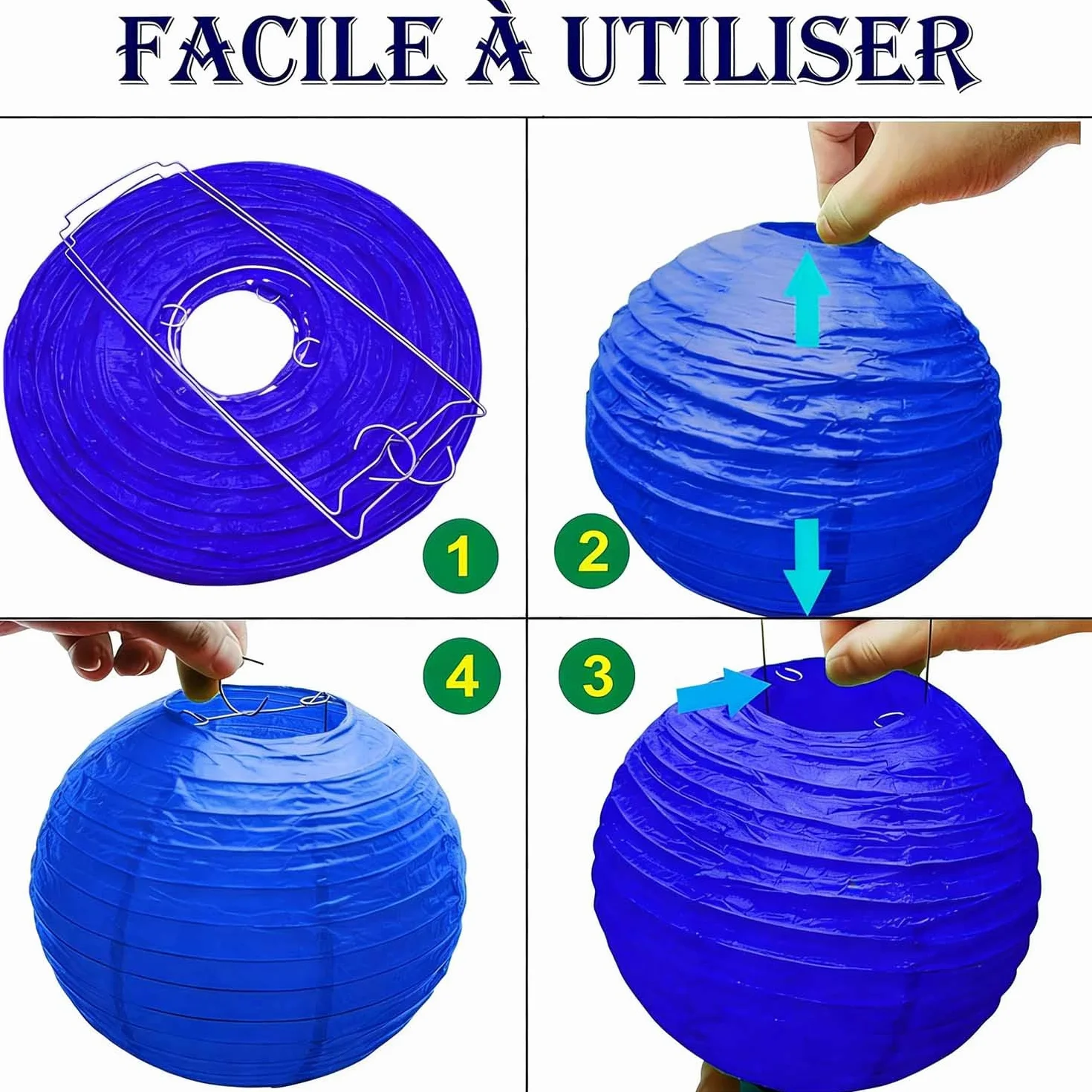 Lanterne en Papier Bleu Lot de 12 Rondes pour Mariage Décoration