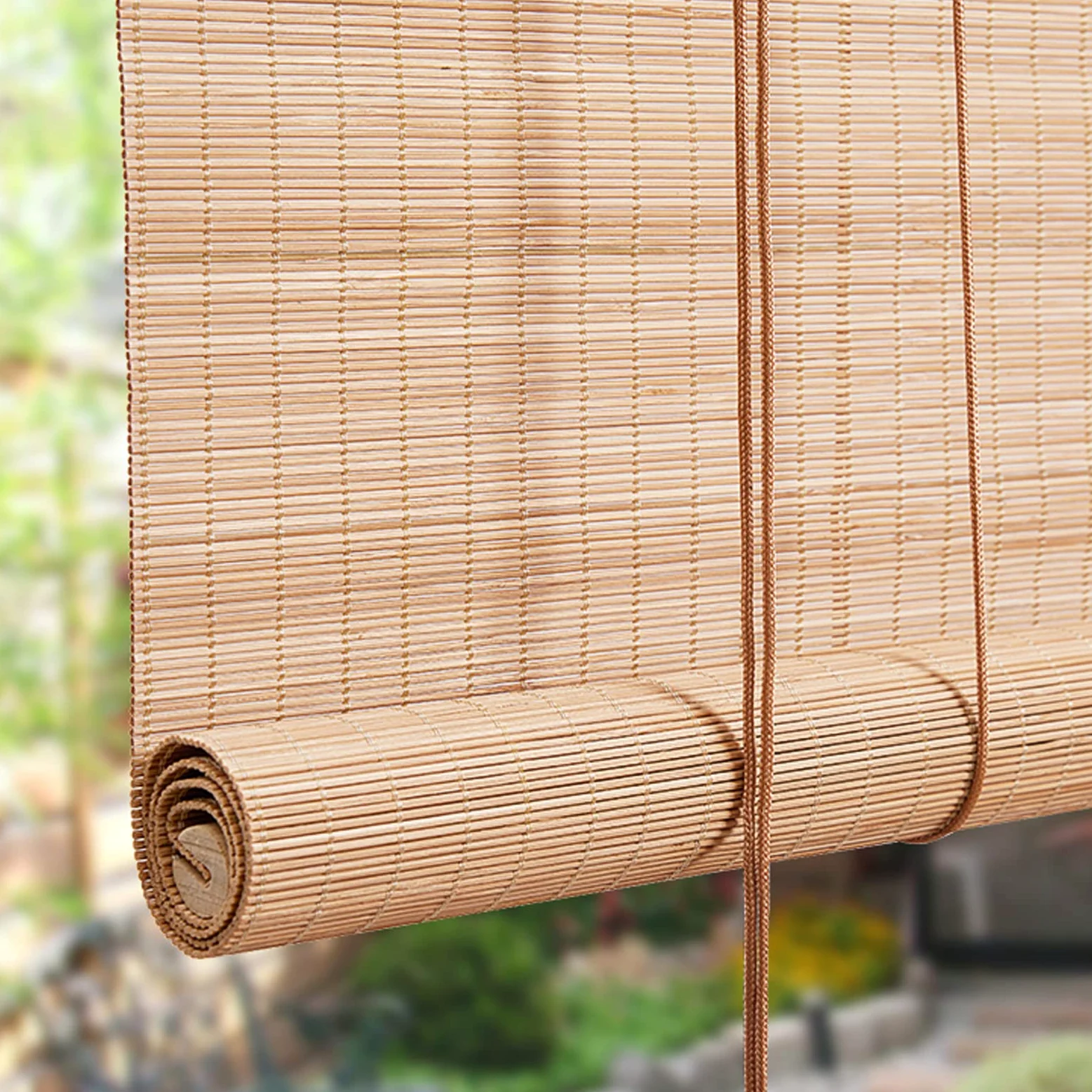 RICOLUS Store Enrouleur Bambou Stores À Rouleaux Romains Store Occultant en Bambou Naturel Protection Solaire Intimité Écran Respirant écologique pour fenêtres et Portes (100x260cm)