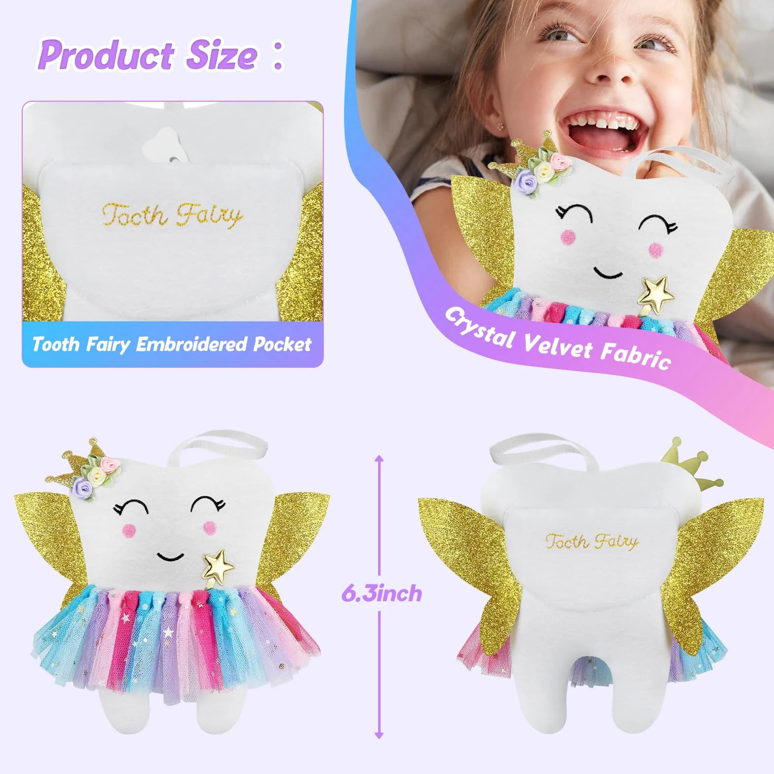 Poupée Fée des Dents Oreiller Jupe Colorée Cadeau Enfants