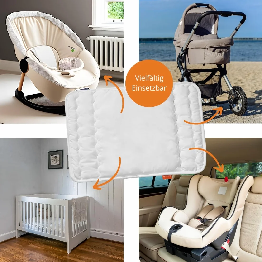 Oreiller Plat pour bébé 100% Microfibre hypoallergénique Ökotex 100 40 x 60 cm Blanc