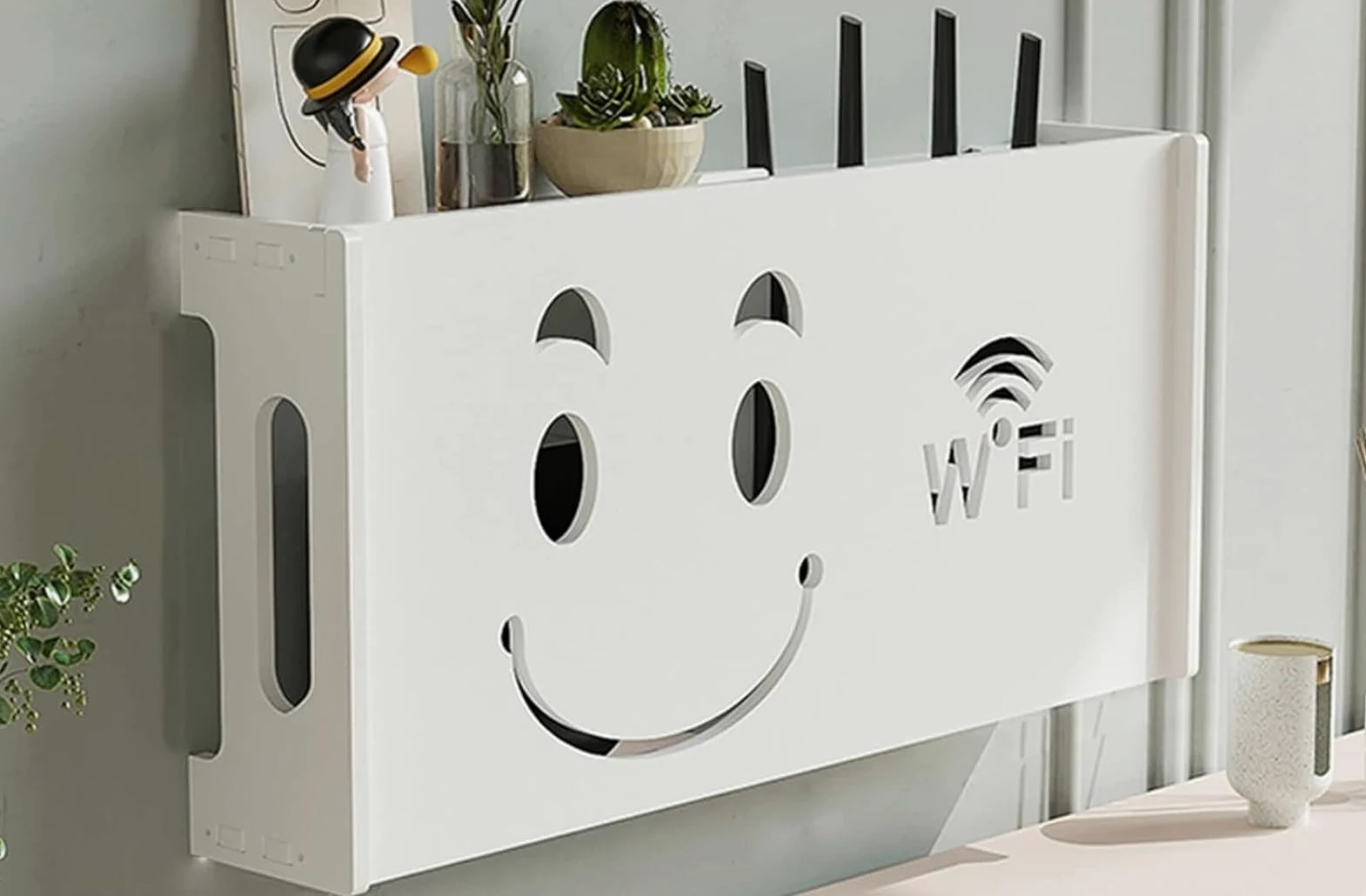 Étagère de routeur WiFi – Boîte de rangement murale pour routeur et gestion des cordons, solution décorative pour la maison et le bureau