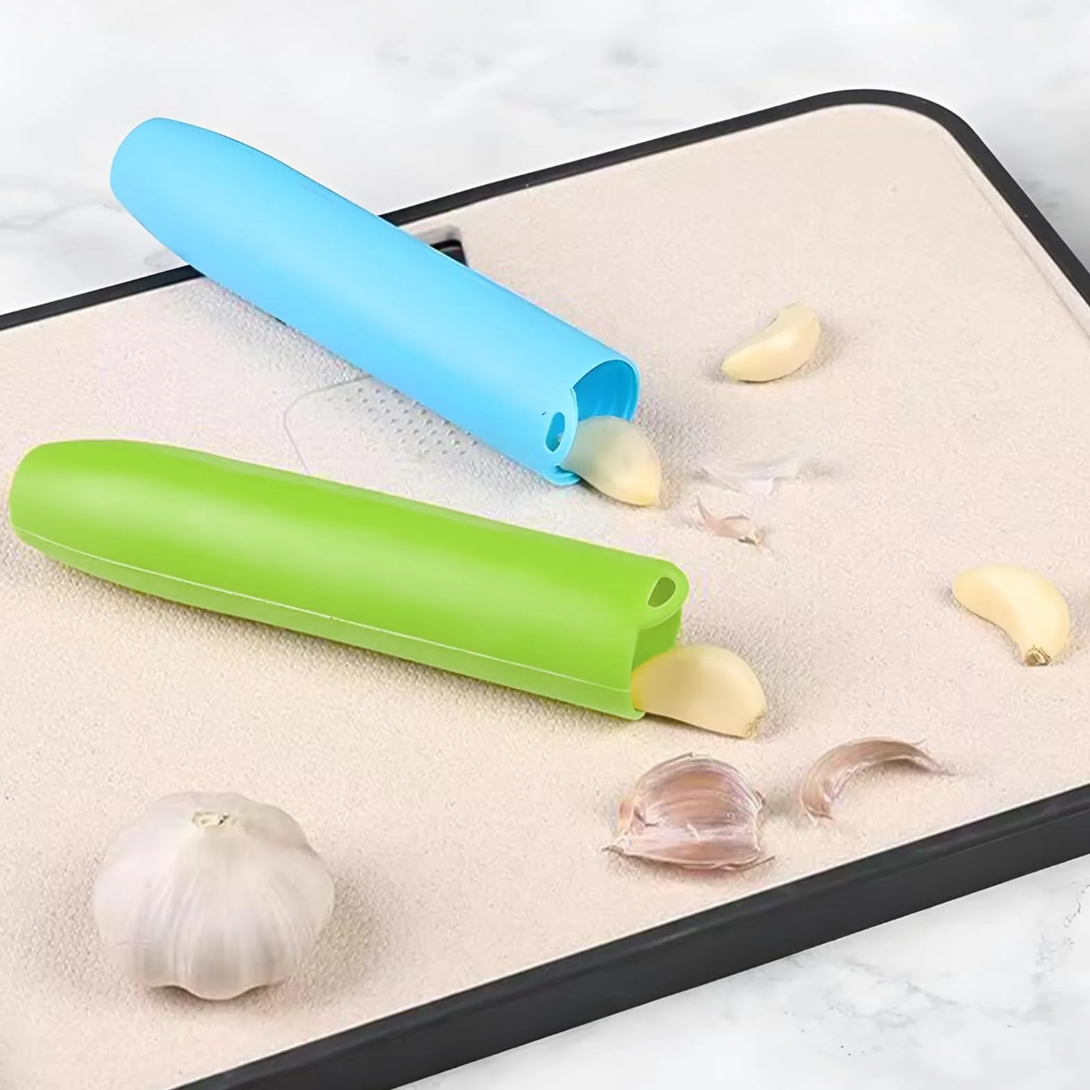Éplucheur d'ail en silicone lot de 3 sans BPA qualité alimentaire