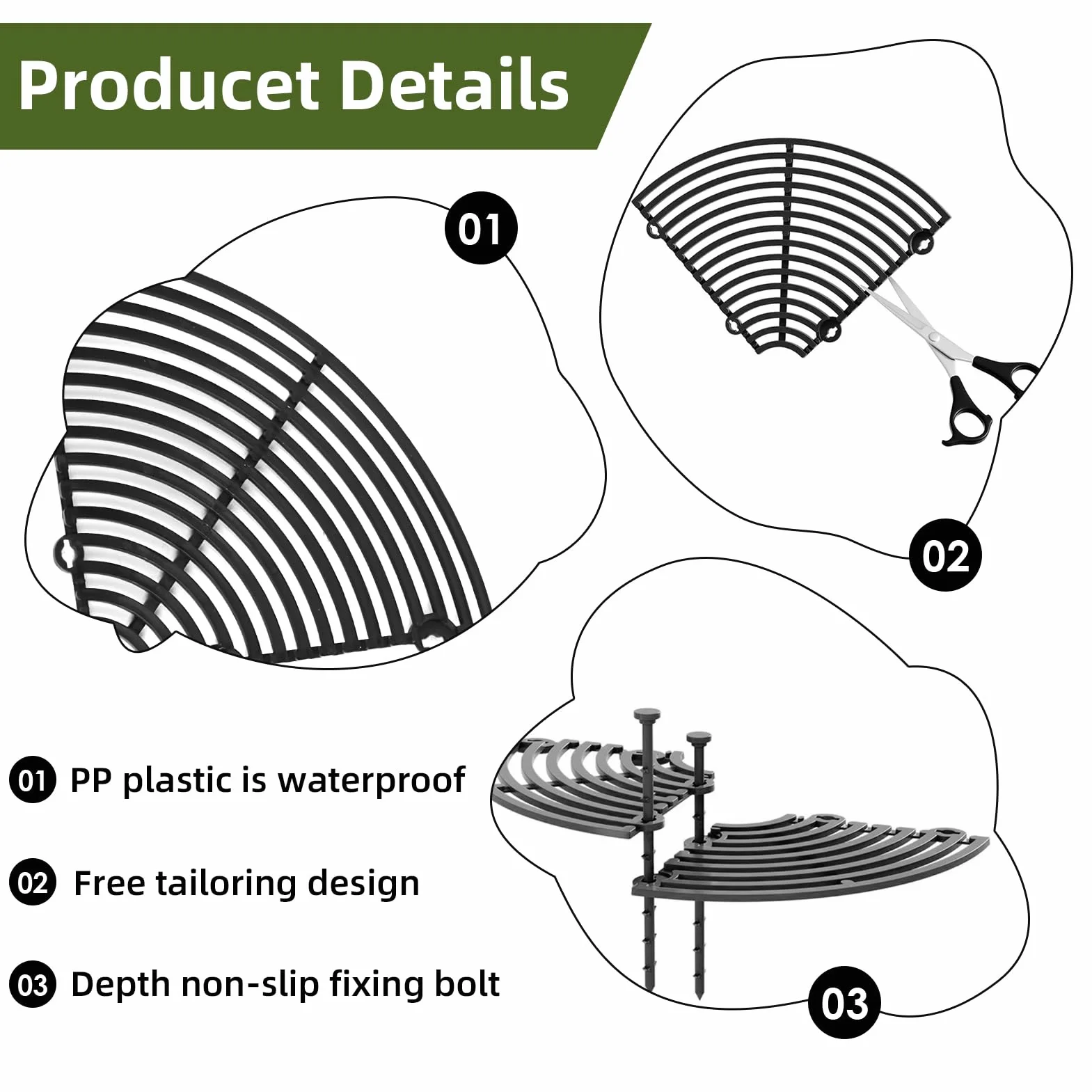 Grilles de Protection pour Pots de Plantes - Cache-Pot Réglable 30 cm - Kit Complet avec Boulons et Feuilles en Plastique ABS