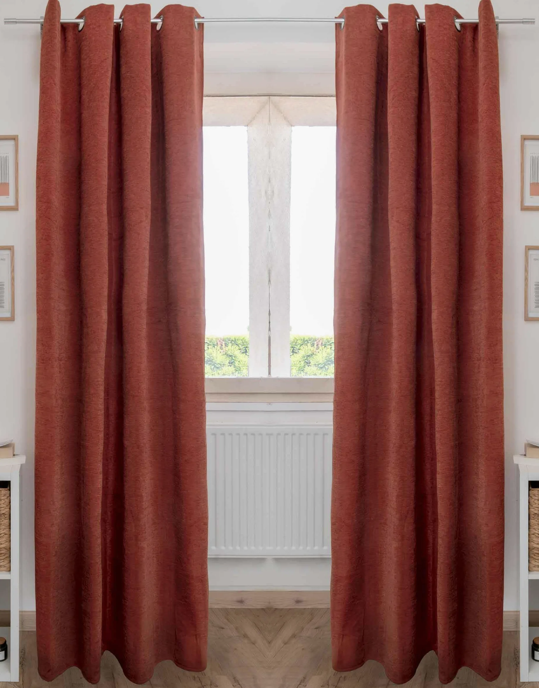 Rideau occultant phonique et Thermique Chenille doublé Polaire 140 x 240 cm Osiris Le Fil d'Ariane (Terracotta)