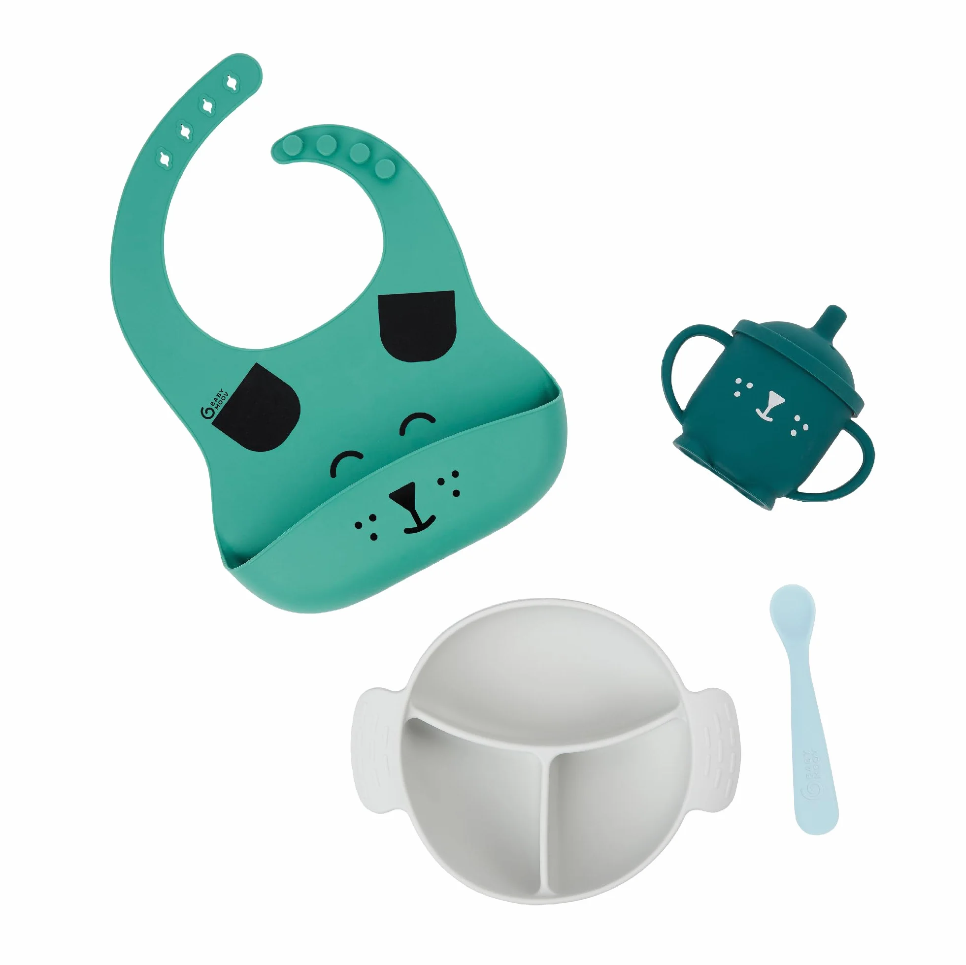 Babymoov Coffret Repas LEARN'ISY 15-24m Bol Tasse Bavoir Cuillère Chien