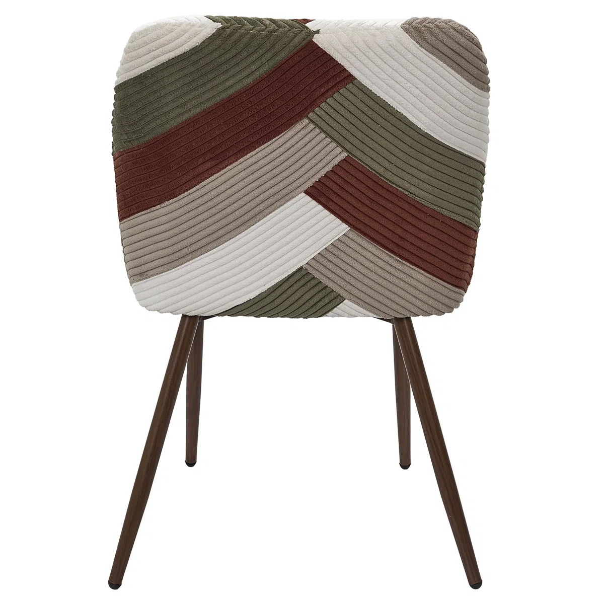 HOME DECO FACTORY - Lot de 2 Fauteuils Patchwork Côtelé Design Moderne et Confortable pour Salon ou Chambre - Dimensions Généreuses - Beige Taupe Terracotta Vert - Modèle Scott
