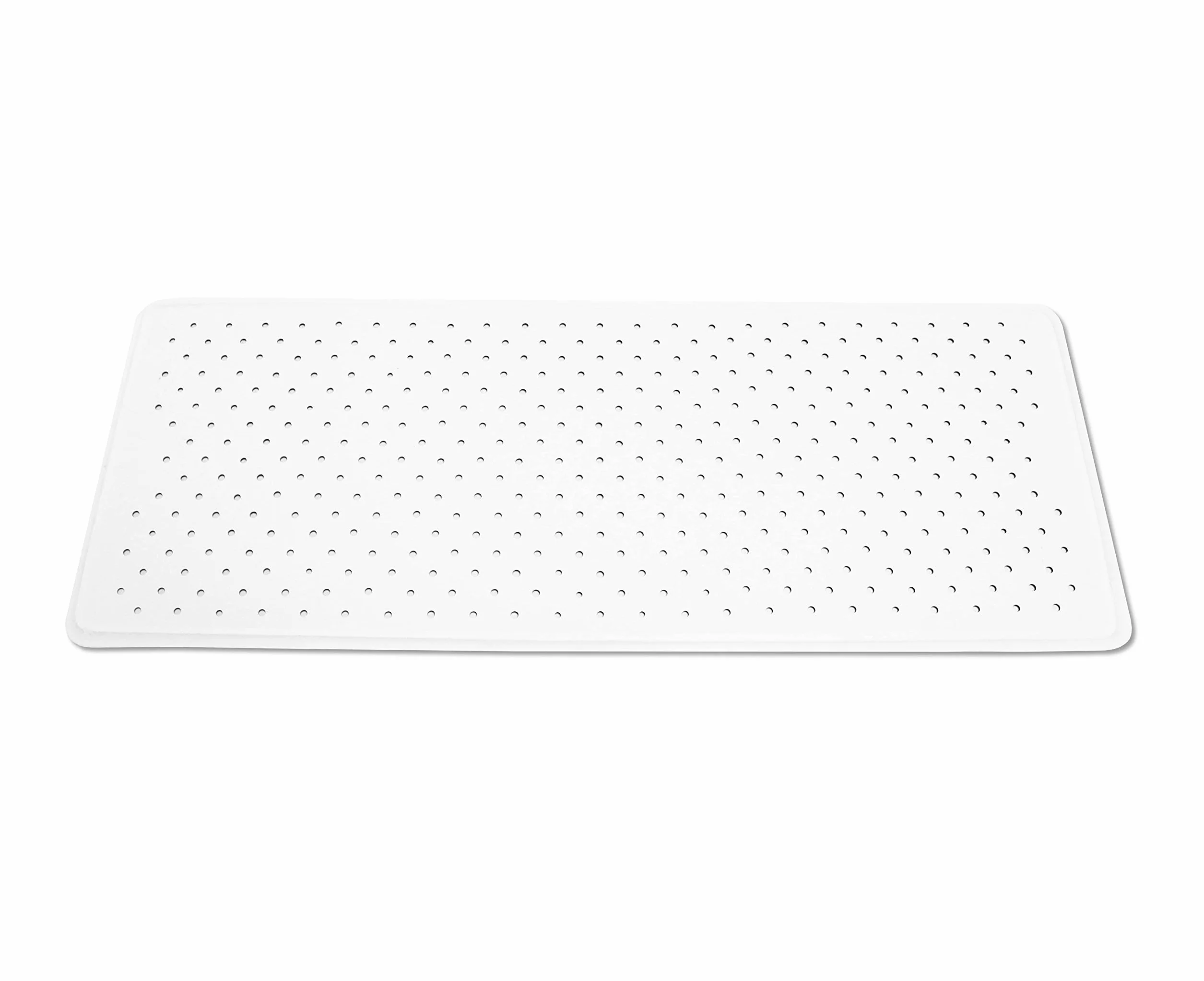 Tapis de Bain Antidérapant 65x35 cm Caoutchouc Naturel Blanc