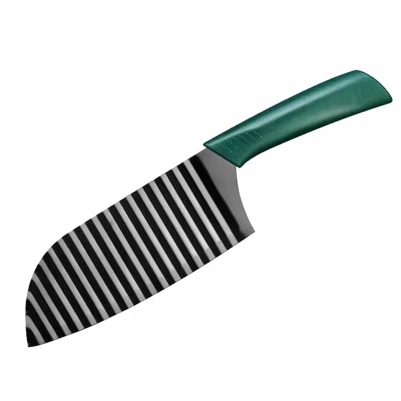 Couteau à Lame Ondulée 29 cm Acier Carbone pour Légumes et Fruits