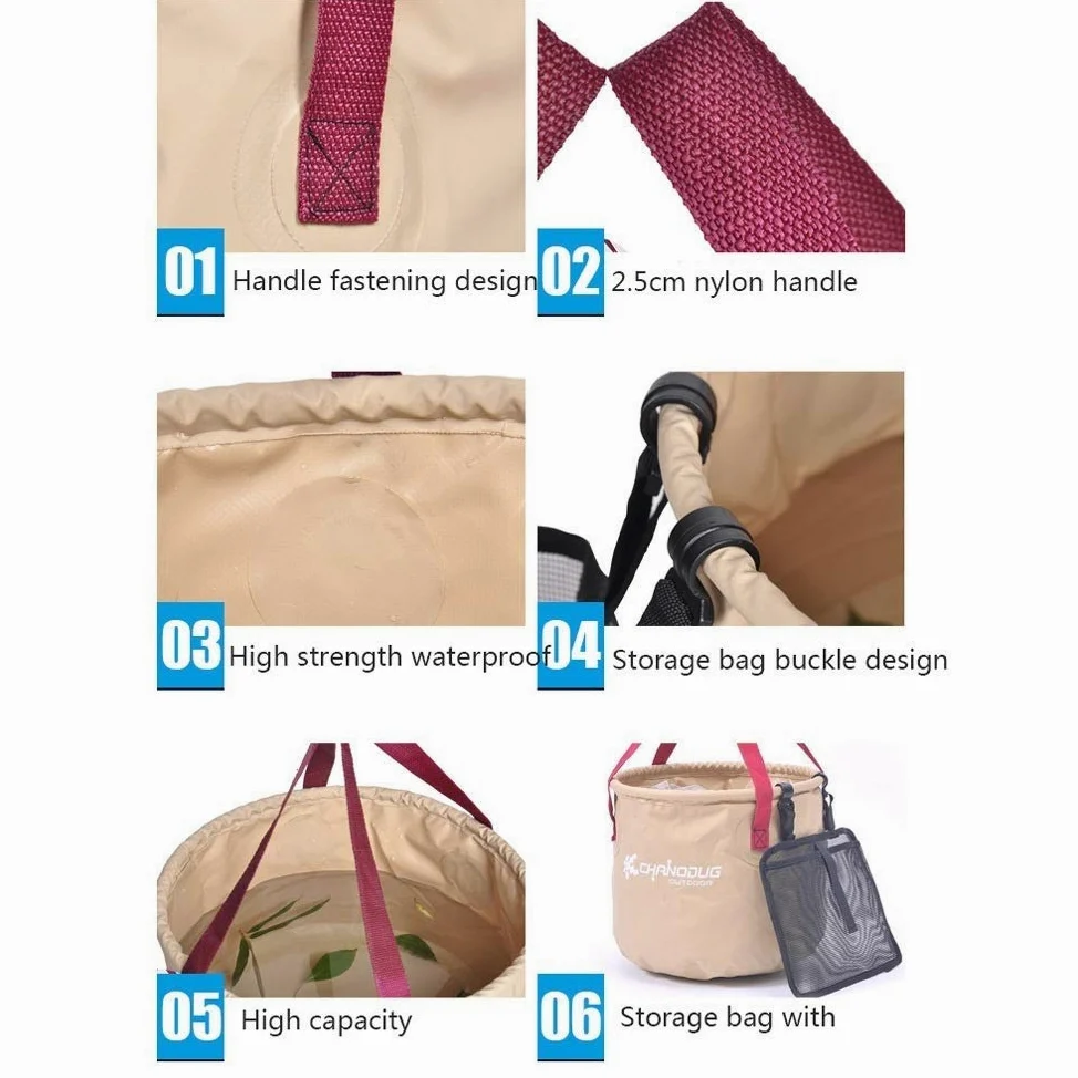 Seau Pliant, Seau Polyvalent Extérieur Portatif De Grande Capacité 28L, Seau De Camping Pique-Nique/Pêche en Plein Air/Lave-Auto
