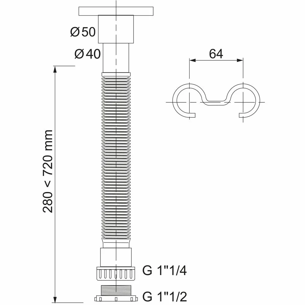 Wirquin Siphon d'évier extensible chromé ⌀40-50 mm