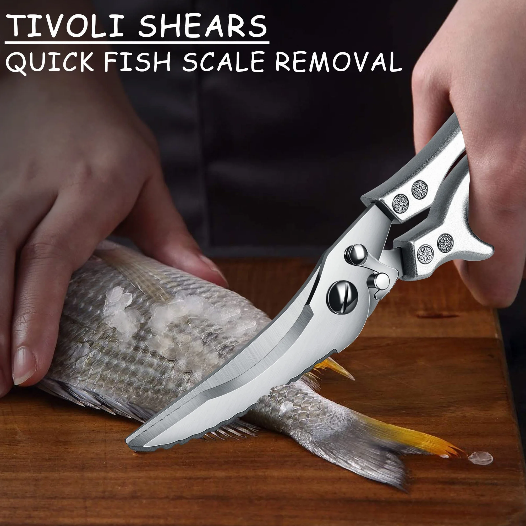 TIVOLI Ciseaux à Volaille Professionnels Acier Inoxydable Ultra Tranchants pour Poulet Viande Poisson Légumes avec Étui Sécurité
