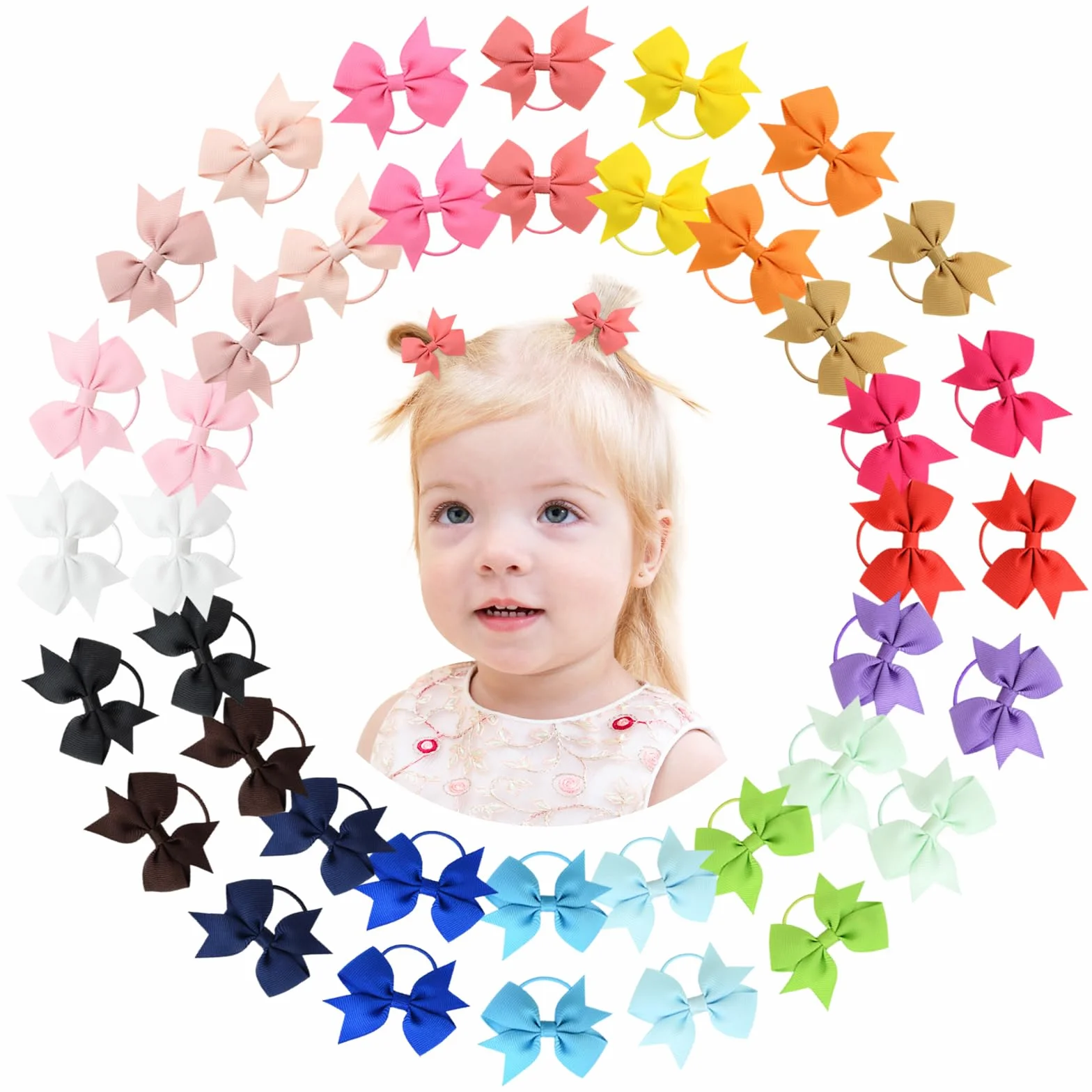 40 pcs Bébé Filles Cheveux Arcs Élastique Bandeau Queue de Cheval Accessoires Cheveux