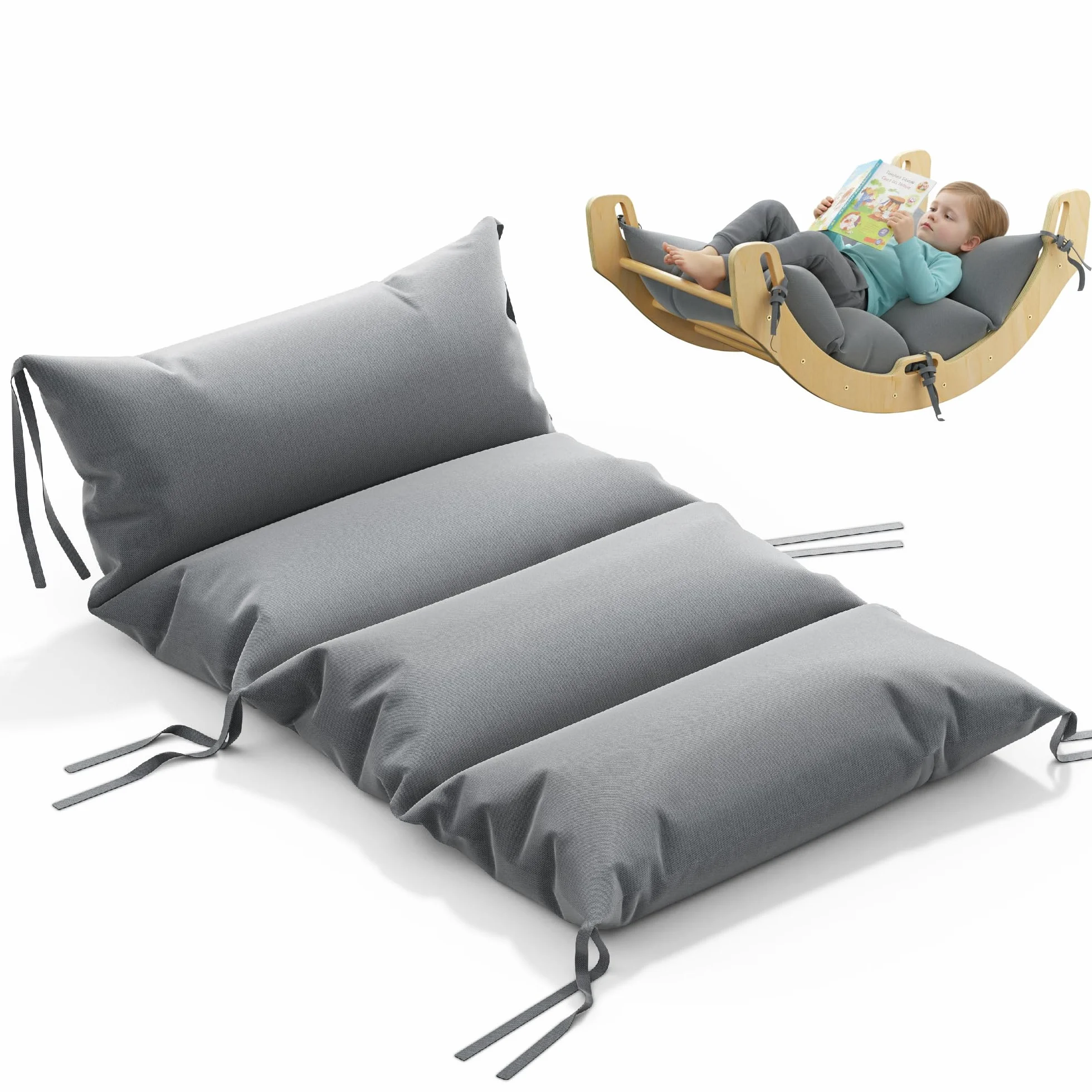 COSYLAND Coussin et Matelas Confortable pour Enfants – Arche Montessori et Arche d’Escalade Bébé – Gris