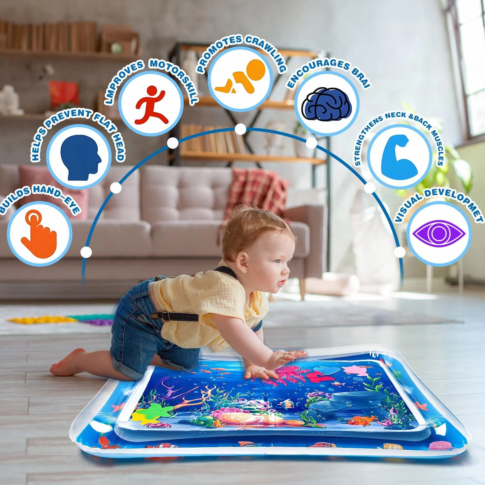 Tapis de Jeu Aquatique Gonflable Sans BPA pour Bébés 0-3 ans