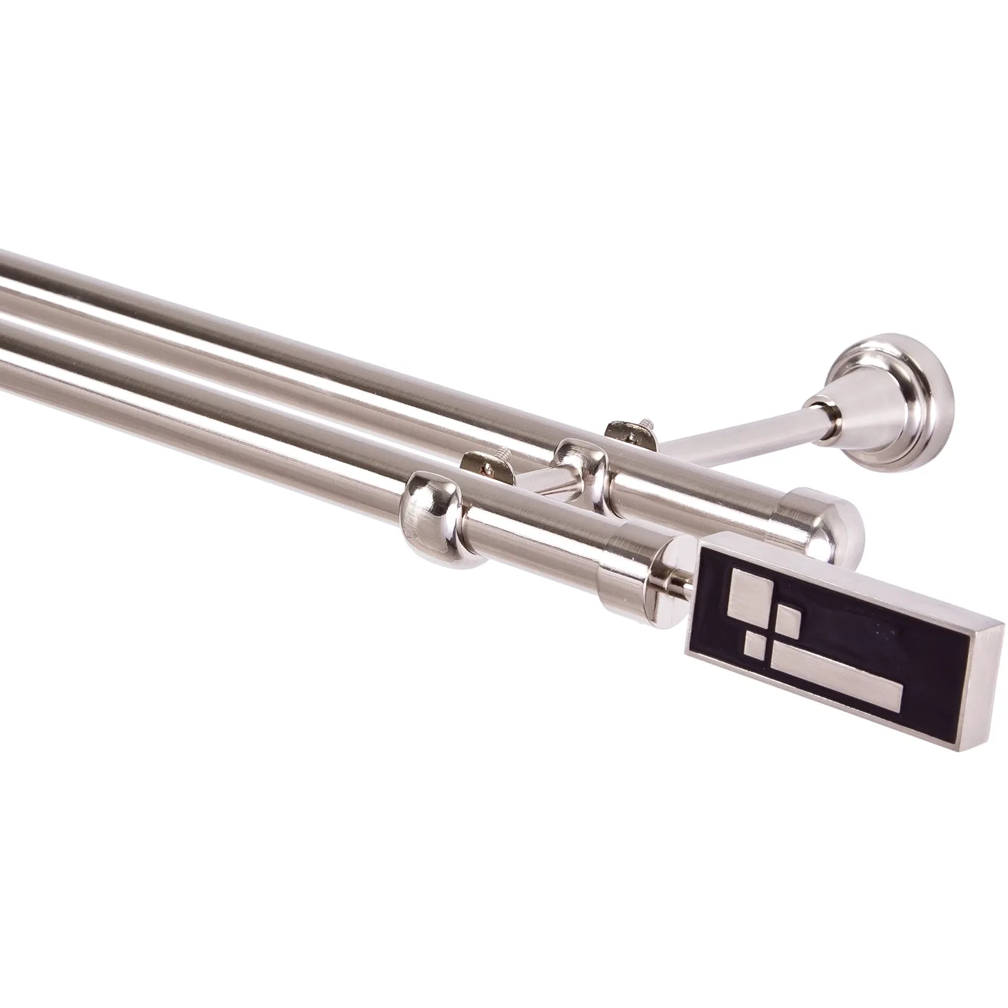 Tringle à rideaux 2 voies 19 mm aspect acier inoxydable métal neuf (200)