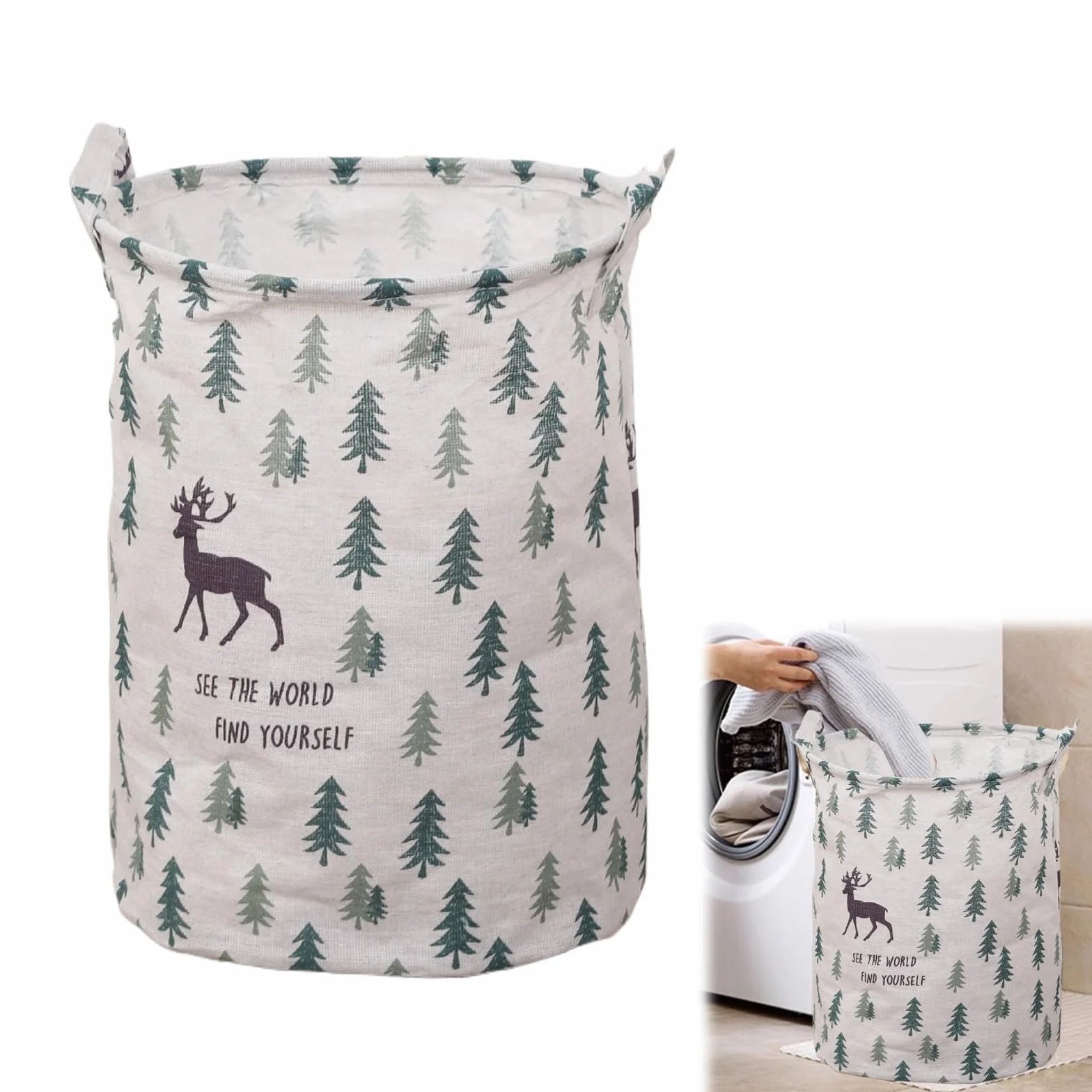 Panier à Linge en Toile Étanche Pliable avec Poignées pour Chambre D'enfant