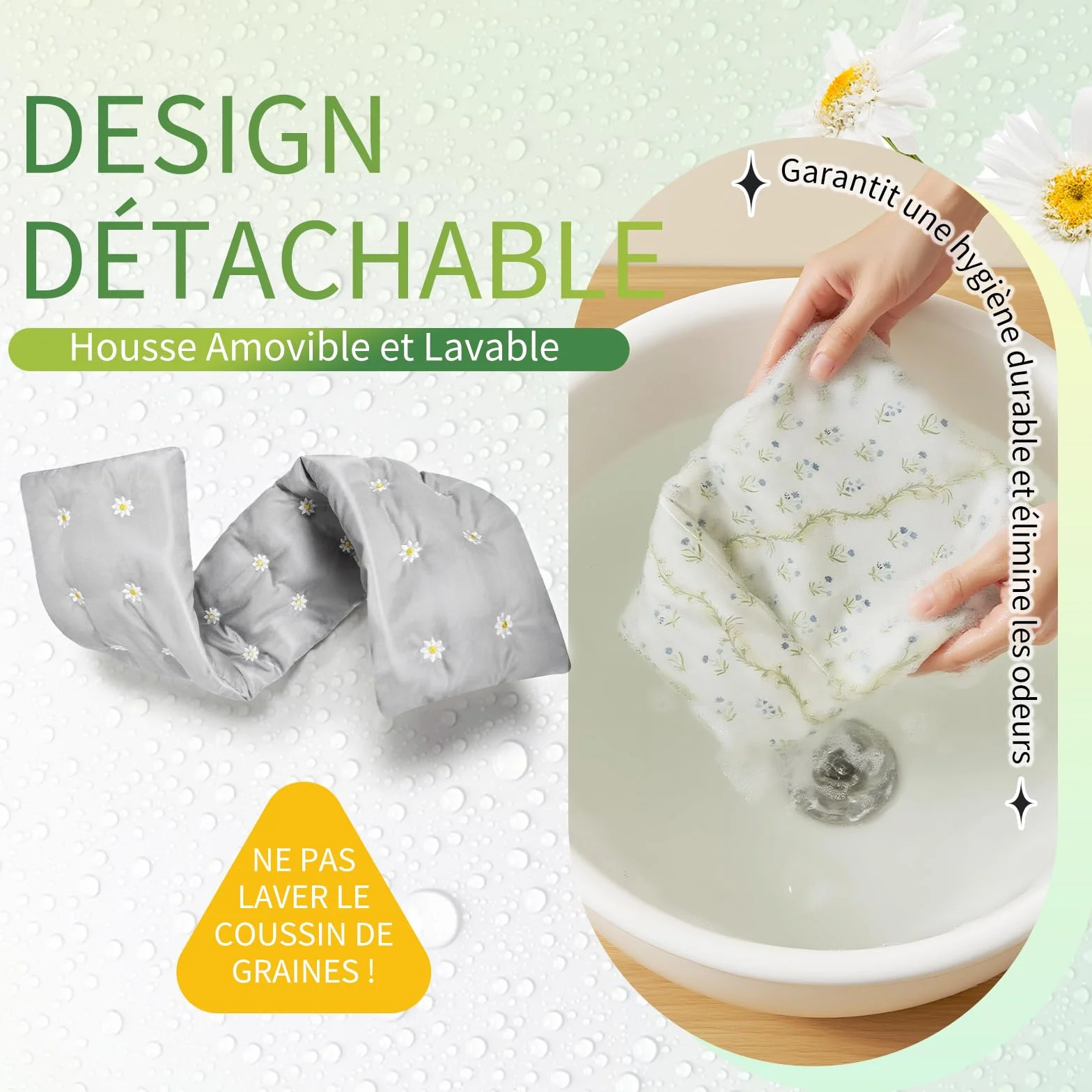 UNCN Longue Coussin Chauffant du cou Cervicales Micro Onde - housse amovible, Bouillotte Micro-Onde, graine de lin, noyaux cerises (Bleu)