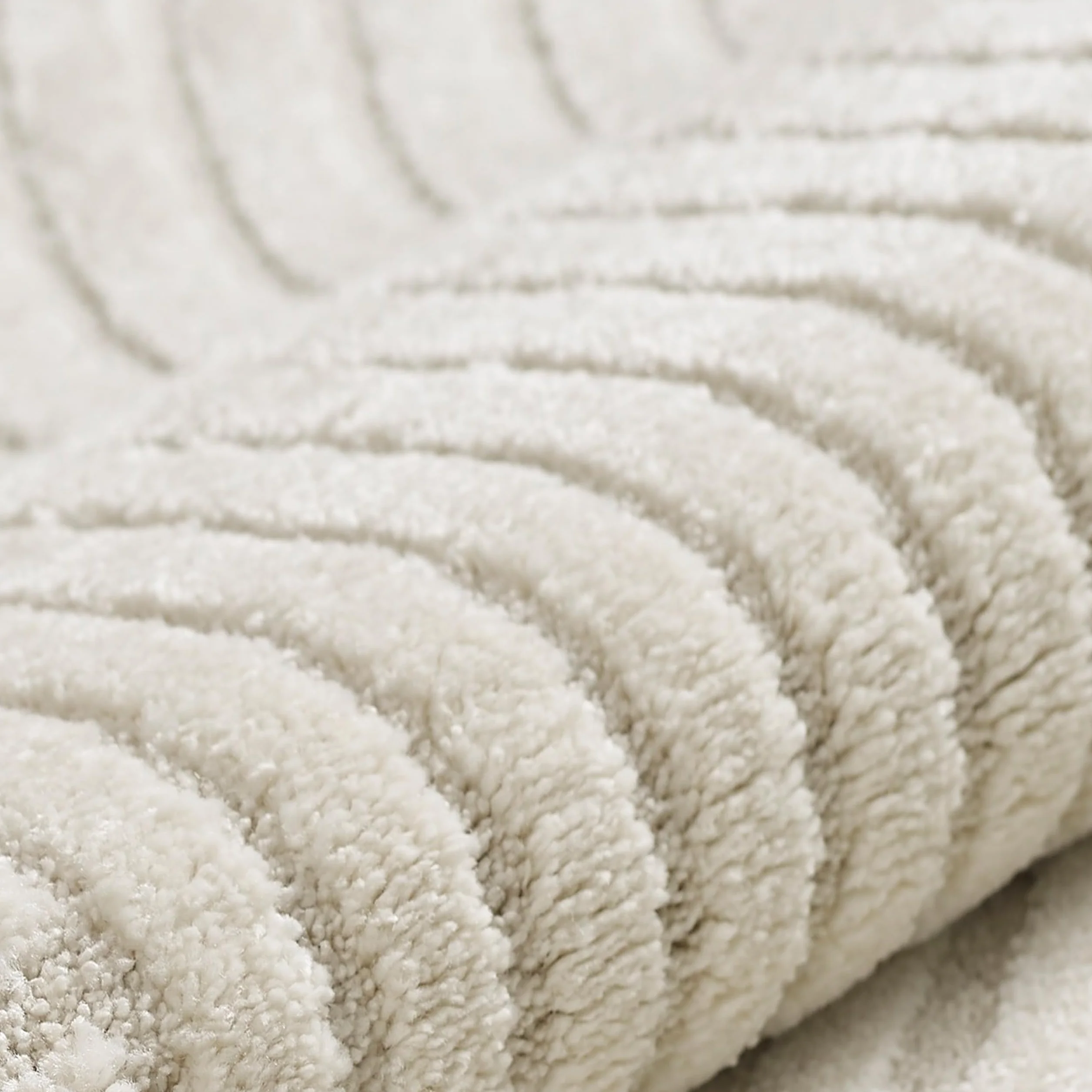 CARPETIA Tapis Salon Chambre Moderne Designer Tapis Effet Relief 3D Lignes Doux Unicolore Crème Clair 120 x 170 cm