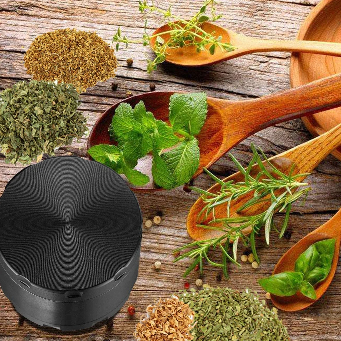 Moulin Broyeur à Herbes 2 Pouce en Alliage de Zinc 4 Pièces avec Pollen Catcher Noir