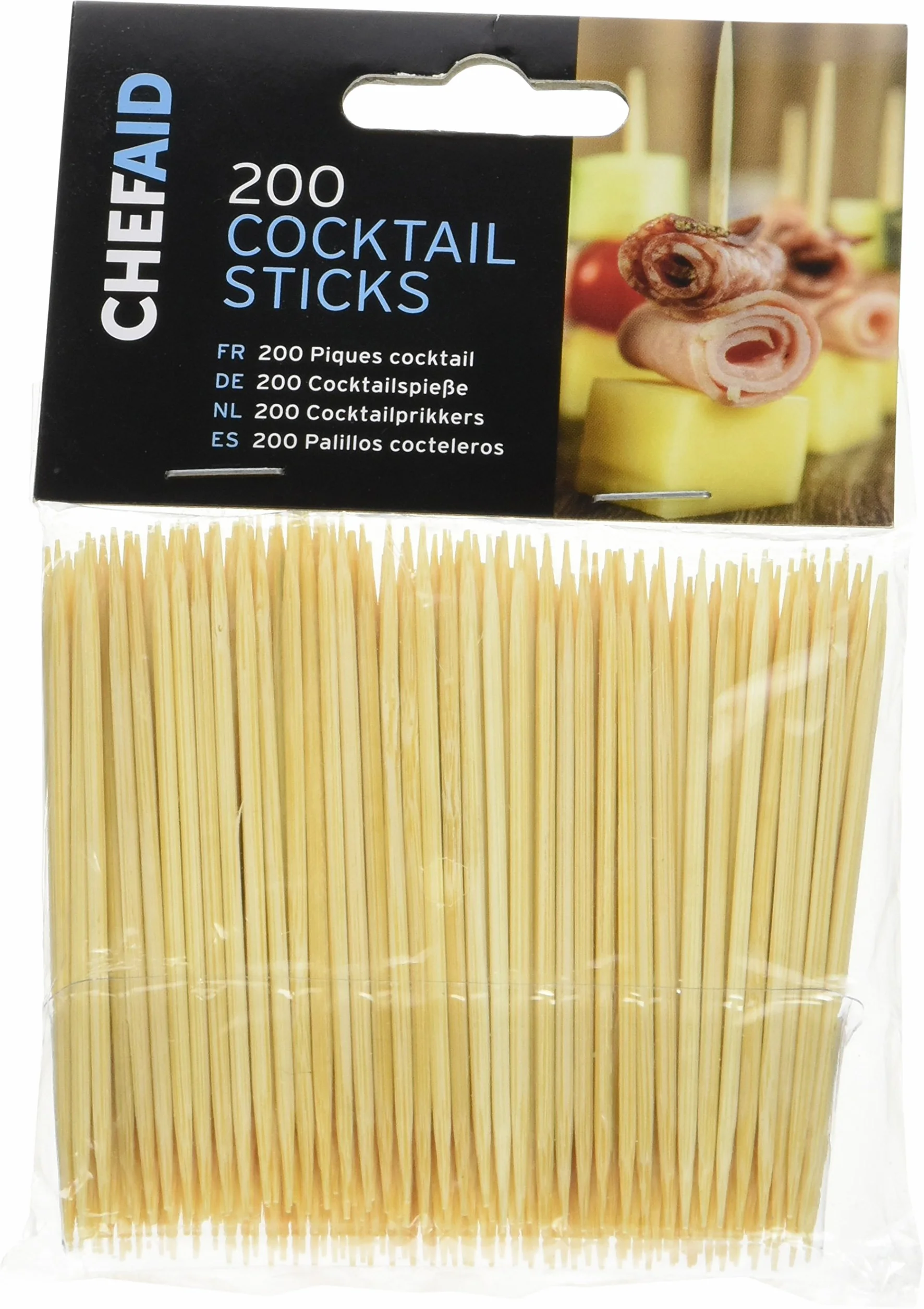 Chef Aid Pics Cocktail en Bois 200 Pièces 8 cm pour Apéritif Tapas BBQ