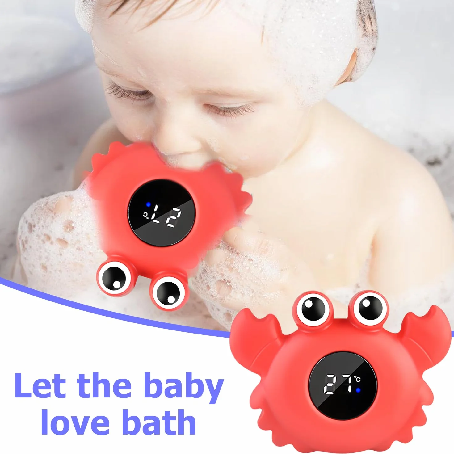 Nizirioo Thermomètre de Bain pour Bébé Numérique avec Voyant LED Avertissement Température