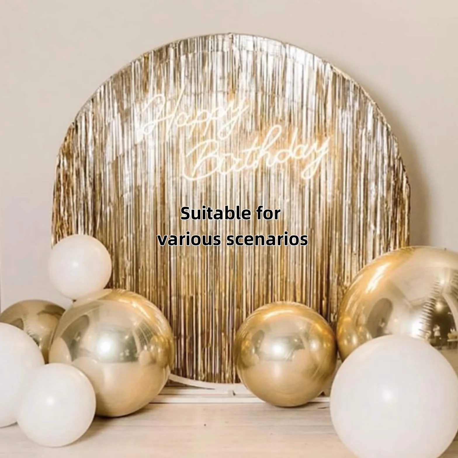 Rideaux à franges pailletées Champagne doré 1 x 2 m pour décorations de Noël