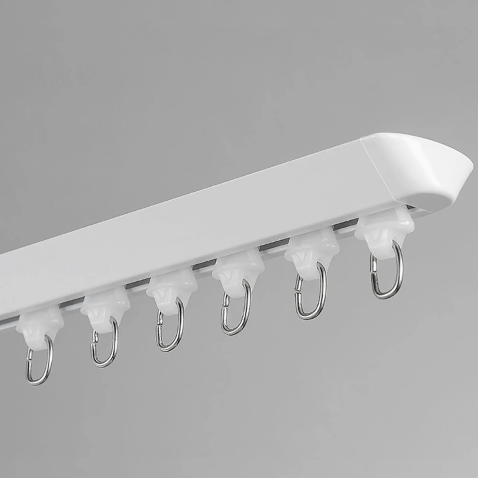 Tringle à Rideaux Ultra-Mince pour Plafond, Connecteurs d'angle, Rail De Rideau pour Séparation De Pièces, Tringle à Rideaux en Aluminium en Forme De V, Livré avec(Size:2.2M,Color:Blanc)