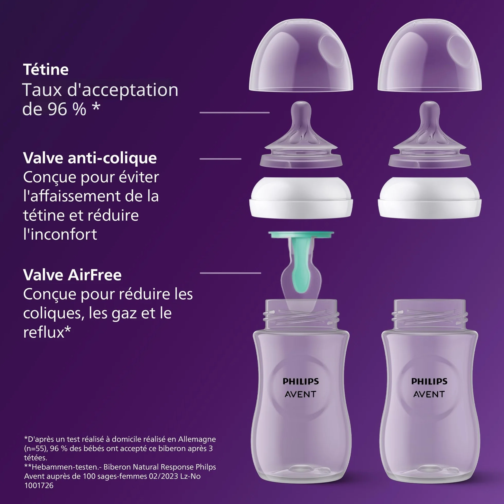 Philips Avent Biberons à Réponse Naturelle 125 ml AirFree sans BPA Lot de 2 SCY670/02