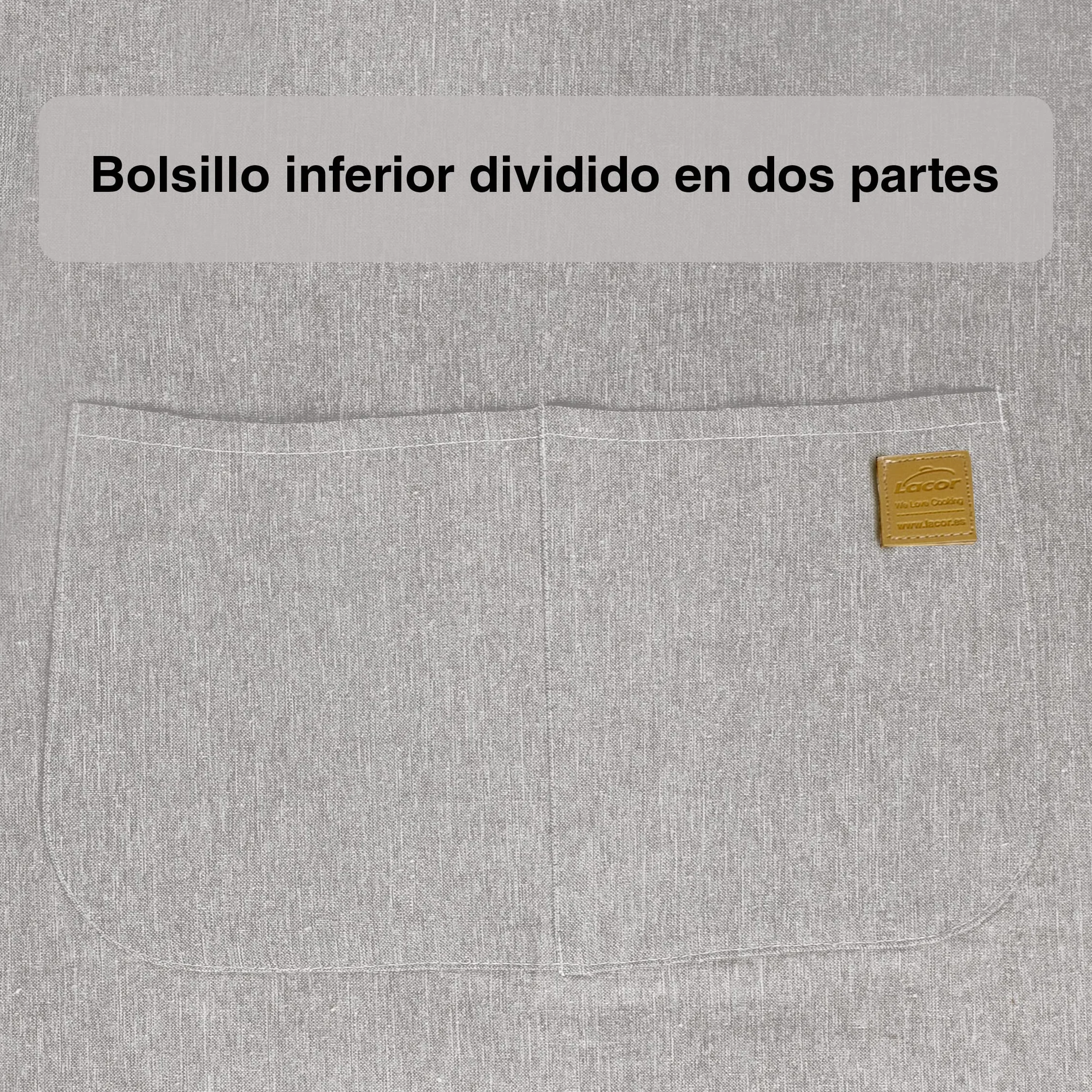 Lacor - 60082 - Tablier de cuisine unisexe, Tablier au design simple, élégant et original, mesure 68x83 cm, couleur Gris marbré