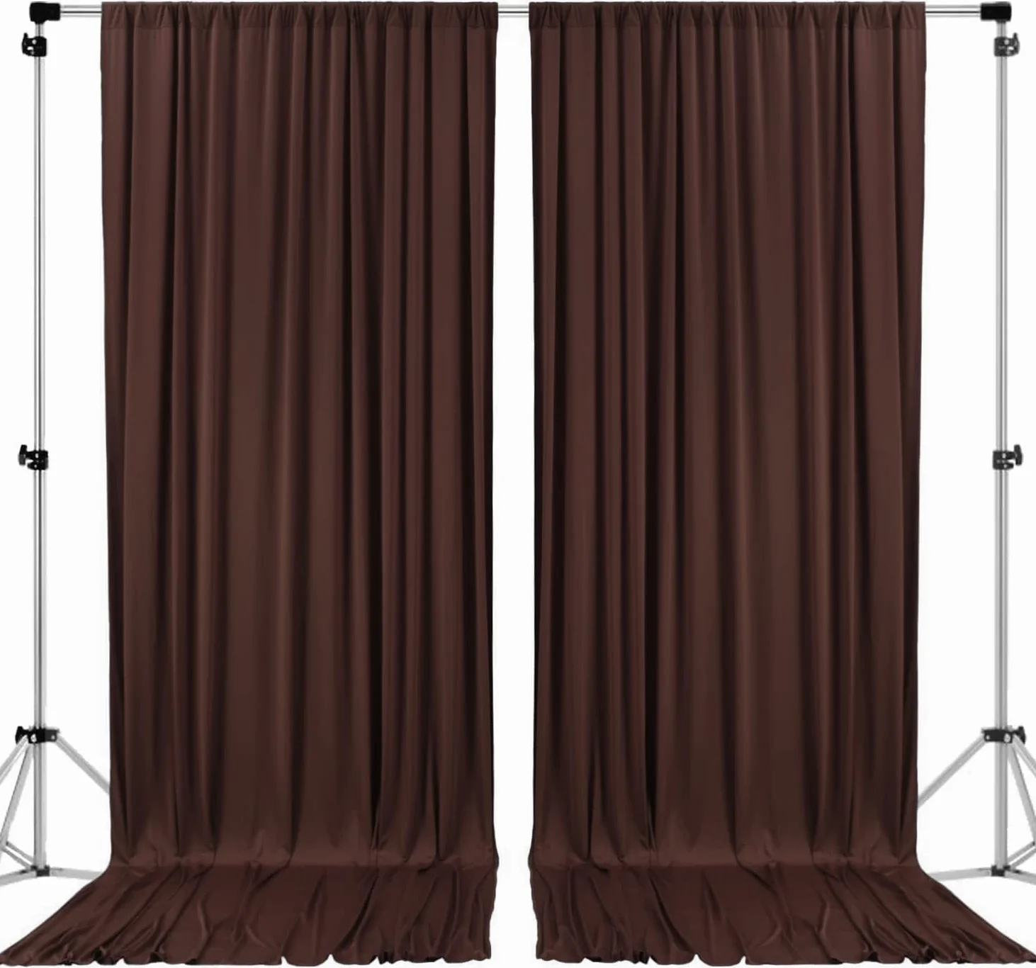 AK TRADING CO. Rideaux de Fond en Polyester avec Passe-Tringle - 3 x 3 m - pour cérémonie de Mariage, fête, décoration de fenêtre - Marron