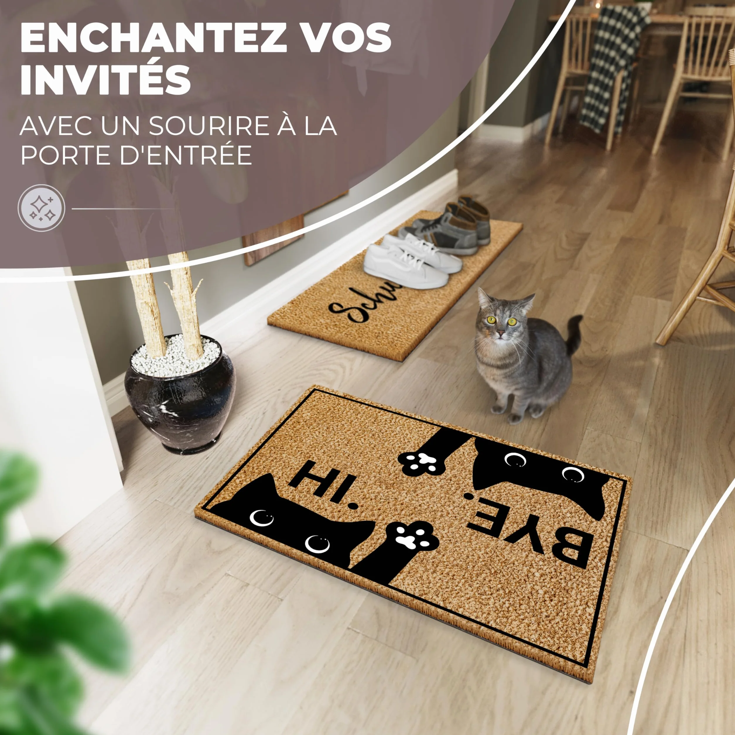 ElbFuchs Paillasson Coco 60x40cm Antidérapant Extra Durable Tapis Entrée