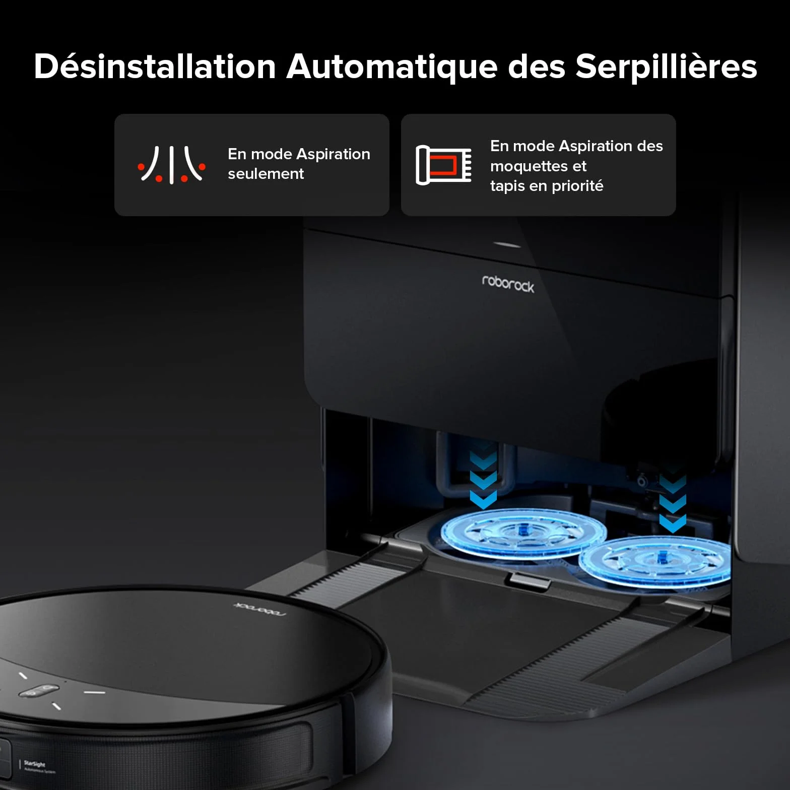 Roborock Saros 10R Robot Aspirateur Brosse Serpillère Relevables Extensibles Triple Système Anti-Enchevêtrement Station 4.0