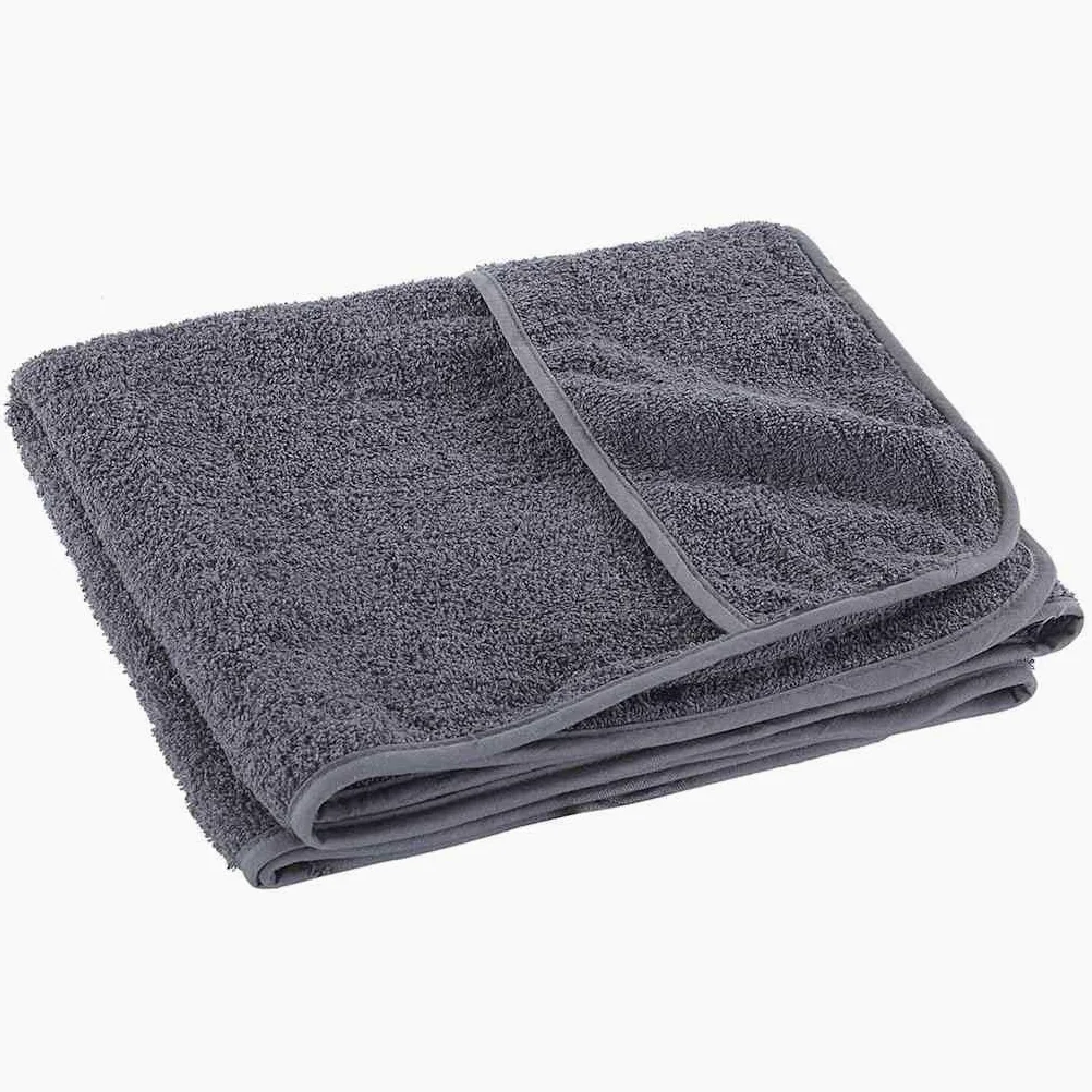 Serviettes de Plage 2 pièces Anthracite 60x135 cm Tissu 400 GSM pour Piscine, Plage, Vacances, Yoga, Camping, léger, Absorbant, sèche Rapidement, Doux Coton Microfibre