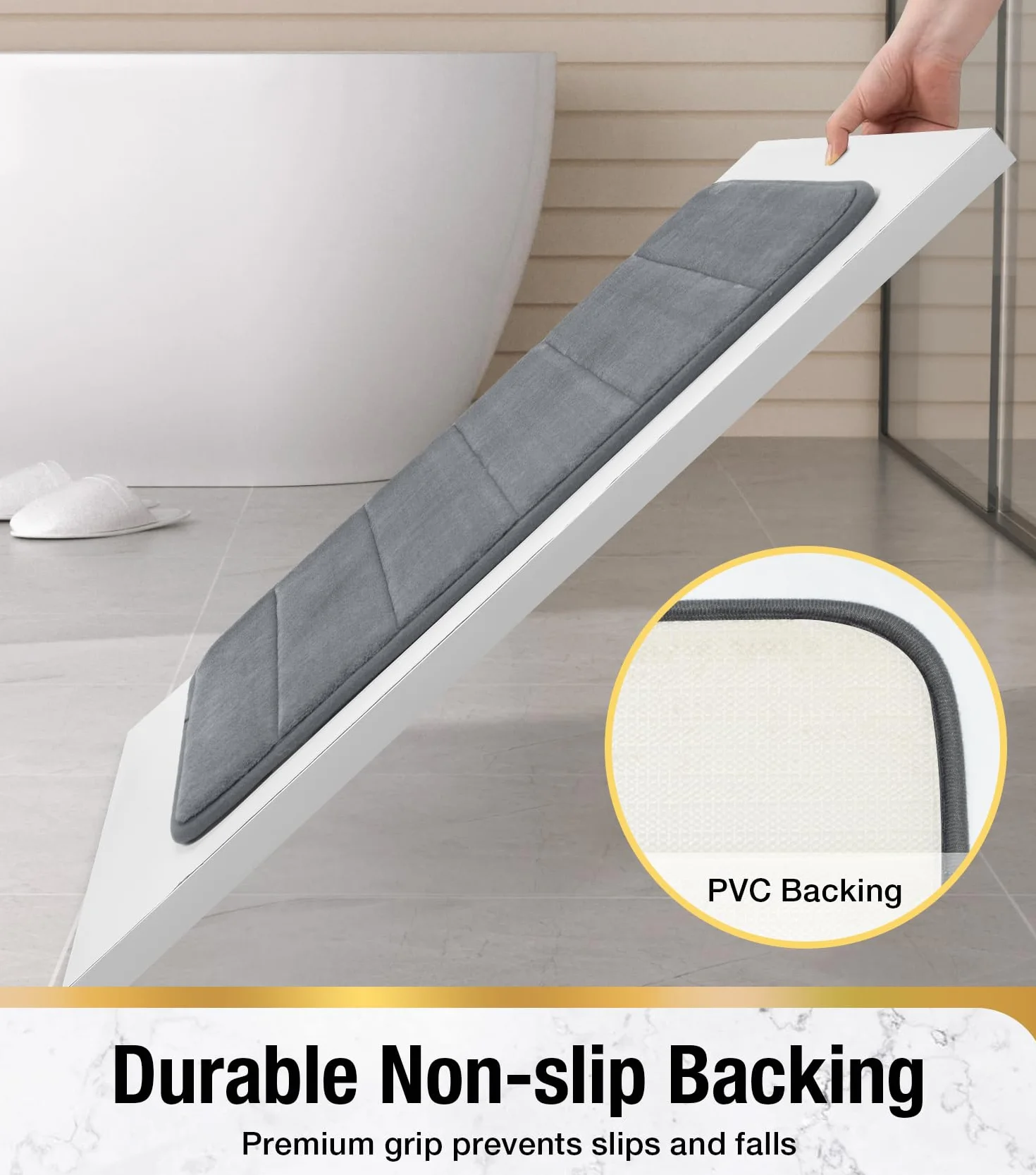 HITSLAM Tapis de Bain Antidérapant 40x60cm Mémoire de Forme Absorbant Lavable Séchage Rapide Gris Foncé