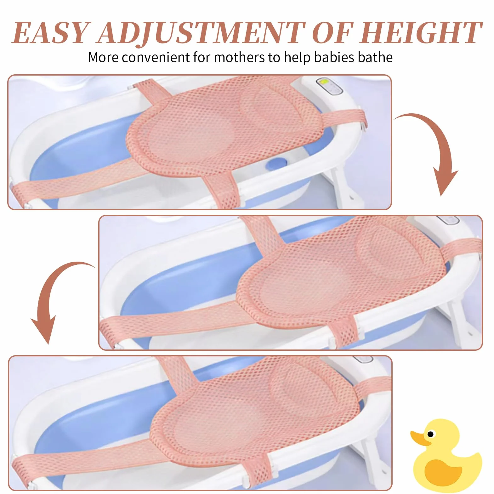 Doublure de baignoire bébé ergonomique antidérapante tapis en maille réglable siège de bain sécurisé accessoires 18 mois
