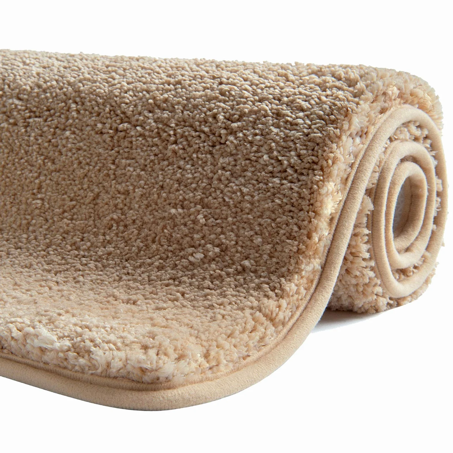 Tapis de bain antidérapant 120 cm x 70 cm - Lavable en machine - Antidérapant - Doux - Absorbant l'eau - En microfibre moelleuse - Beige crème - Réutilisable