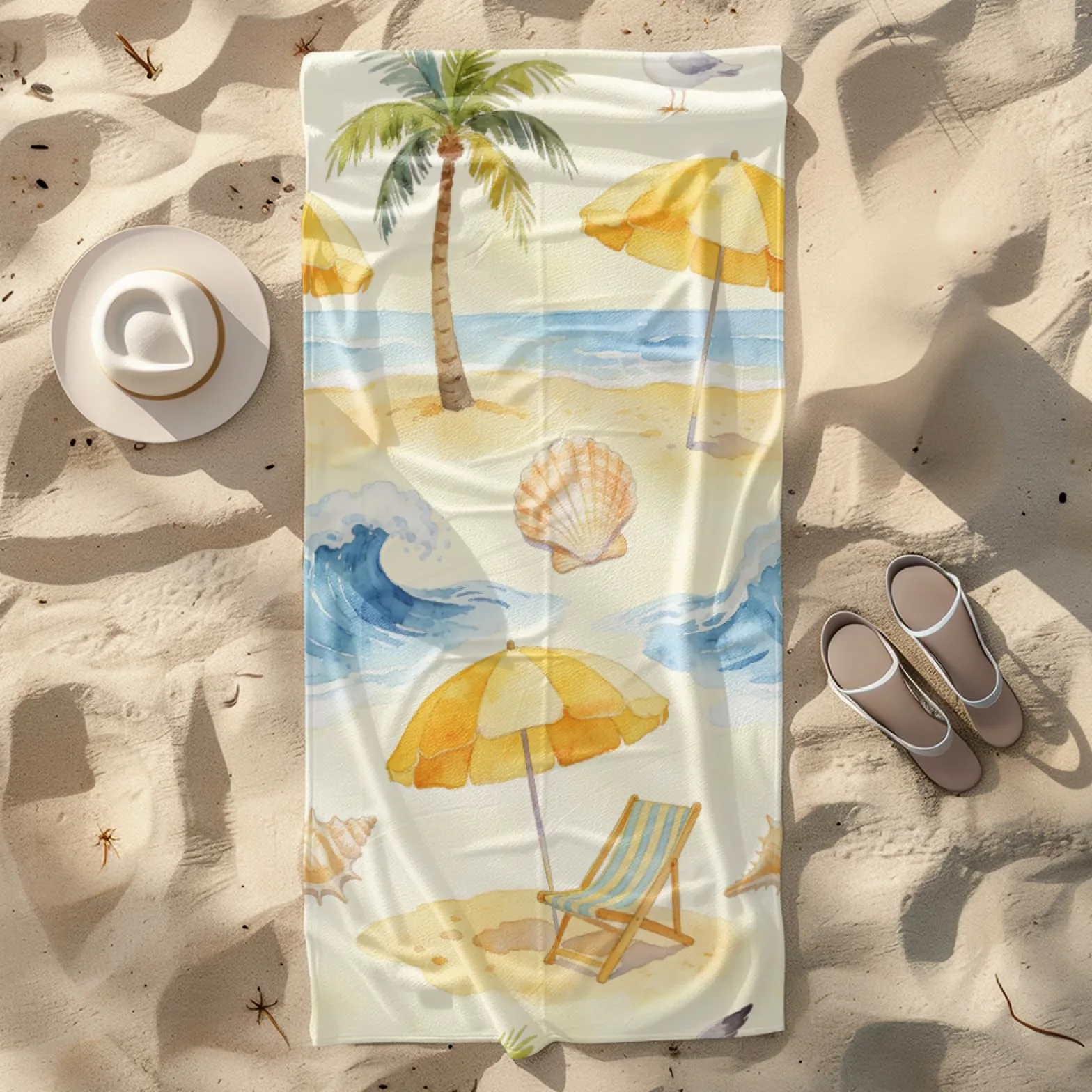 Tapis de Plage XXL Anti Sable Parapluie Jaune Serviette Piscine Adulte,Natte De Plage Pliable, Voyage Accessoires De Plage Camping,Serviette de Bain Personnalisée