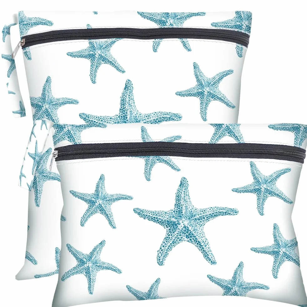 Sacs Humides Secs 2 Tailles Sac Étanche Polyester Réutilisable Pochette Zip pour Maquillage Voyage