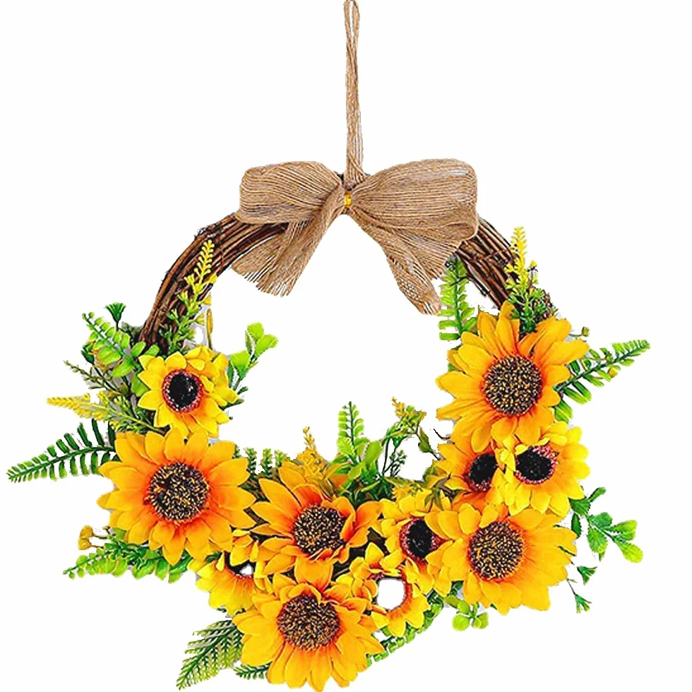 Couronne de Porte Fleurs Artificielles, Décoration Murale pour Maison, Fêtes, Mariages