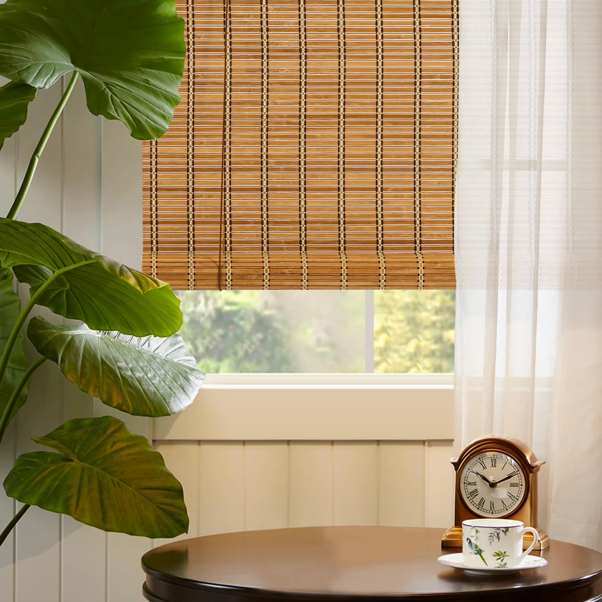 Store Occultant,Store Bambou Intérieur,Protection Solaire Protection visuelle Store à enroulement à tirage latéral pour Fenêtres et Portes,120x180 cm